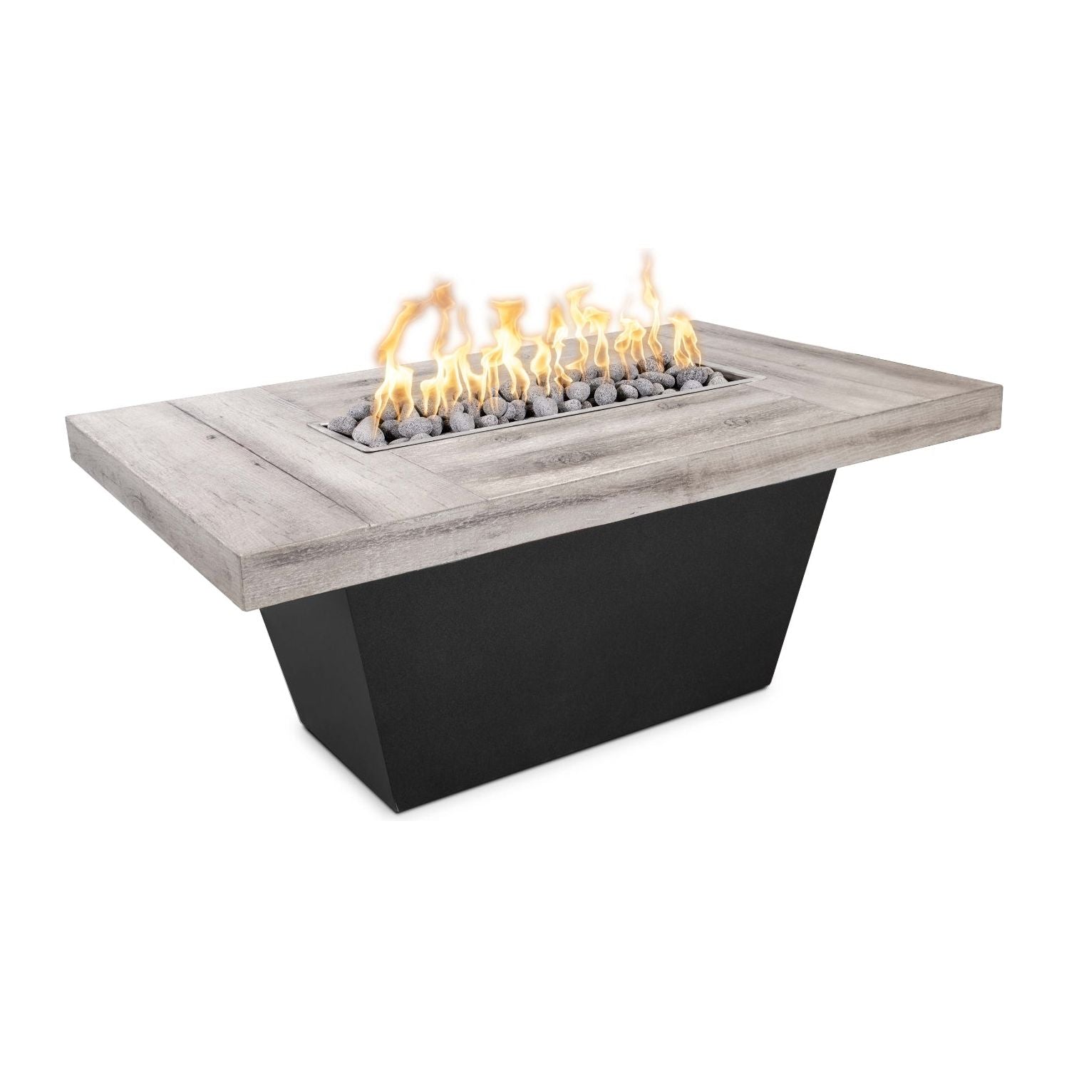 The Outdoor Plus Tacoma Wood Grain Concrete and Steel Fire Table