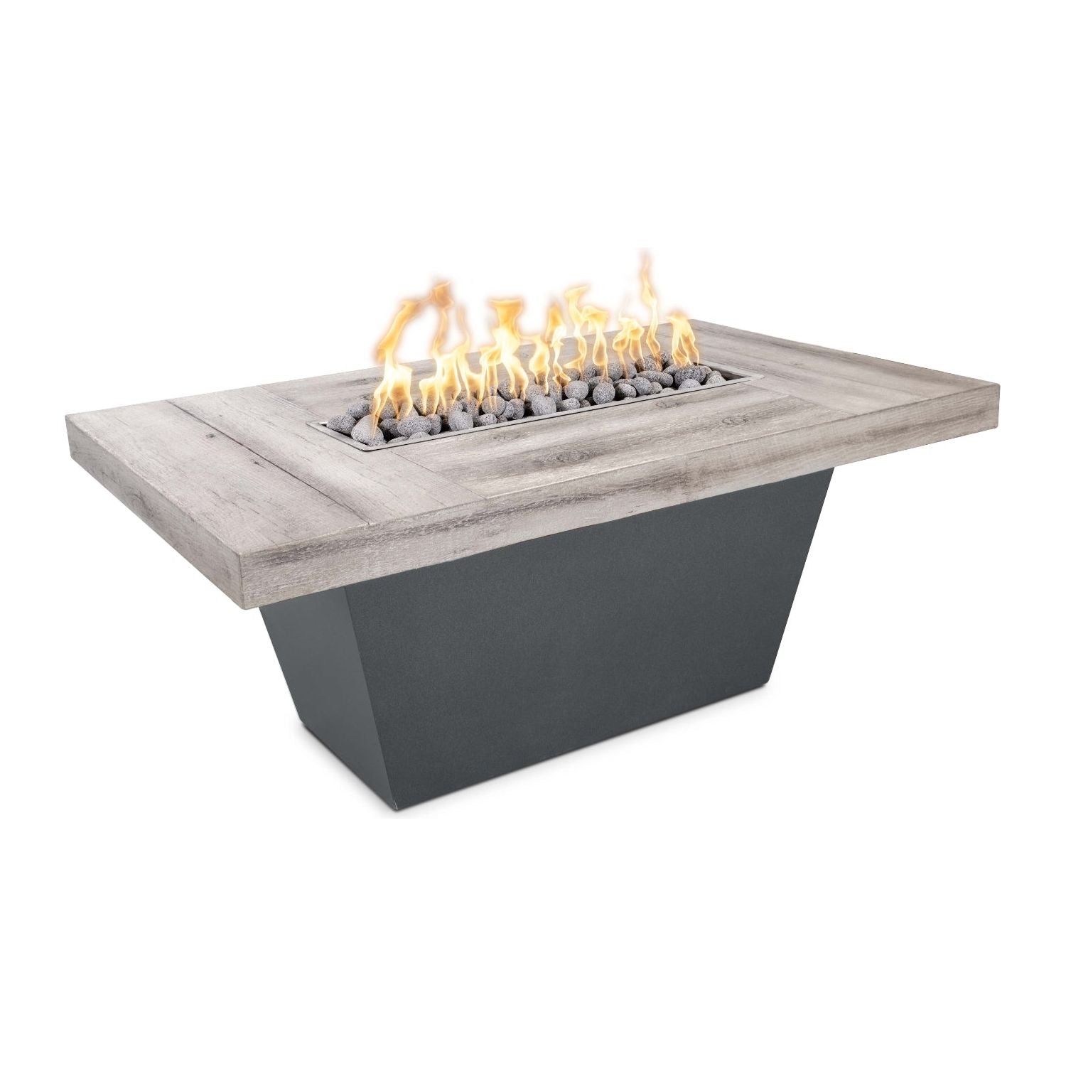 The Outdoor Plus Tacoma Wood Grain Concrete and Steel Fire Table