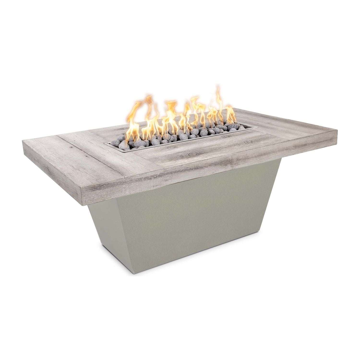 The Outdoor Plus Tacoma Wood Grain Concrete and Steel Fire Table