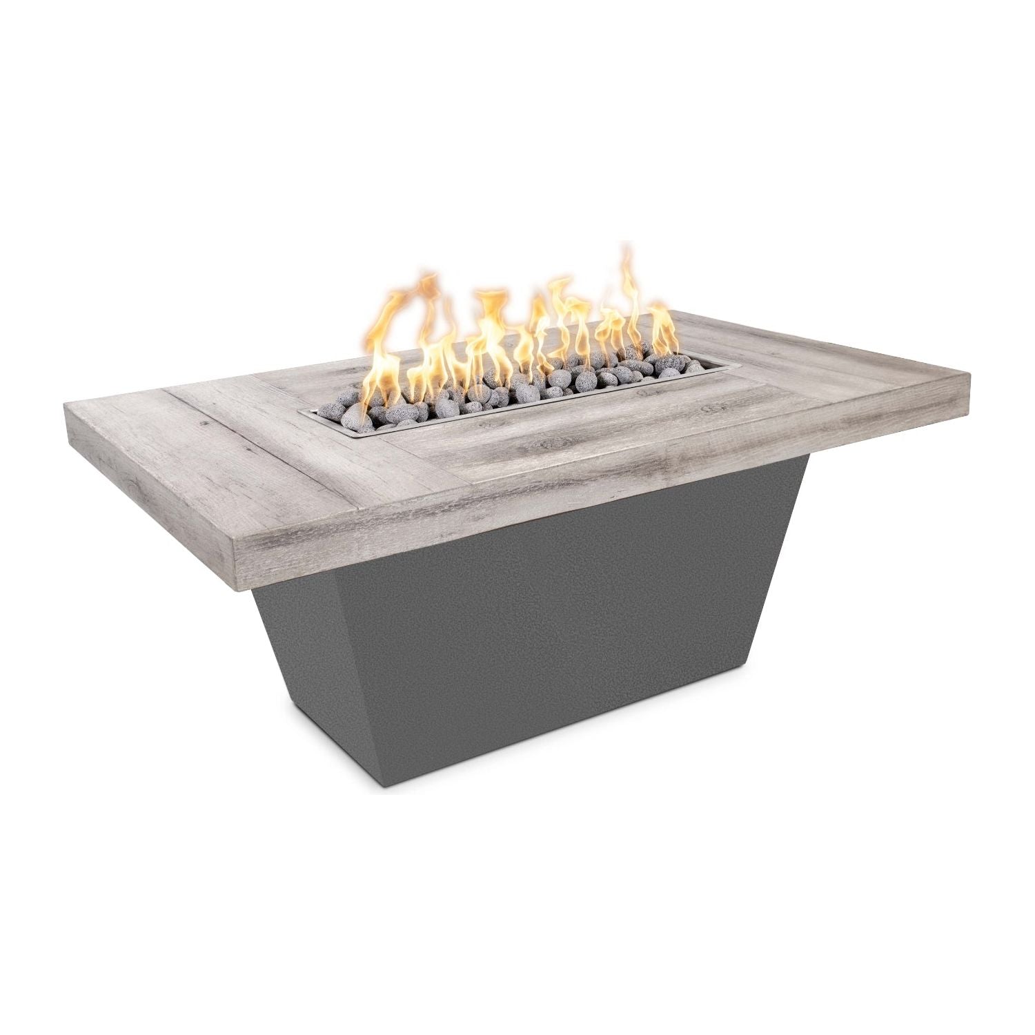 The Outdoor Plus Tacoma Wood Grain Concrete and Steel Fire Table