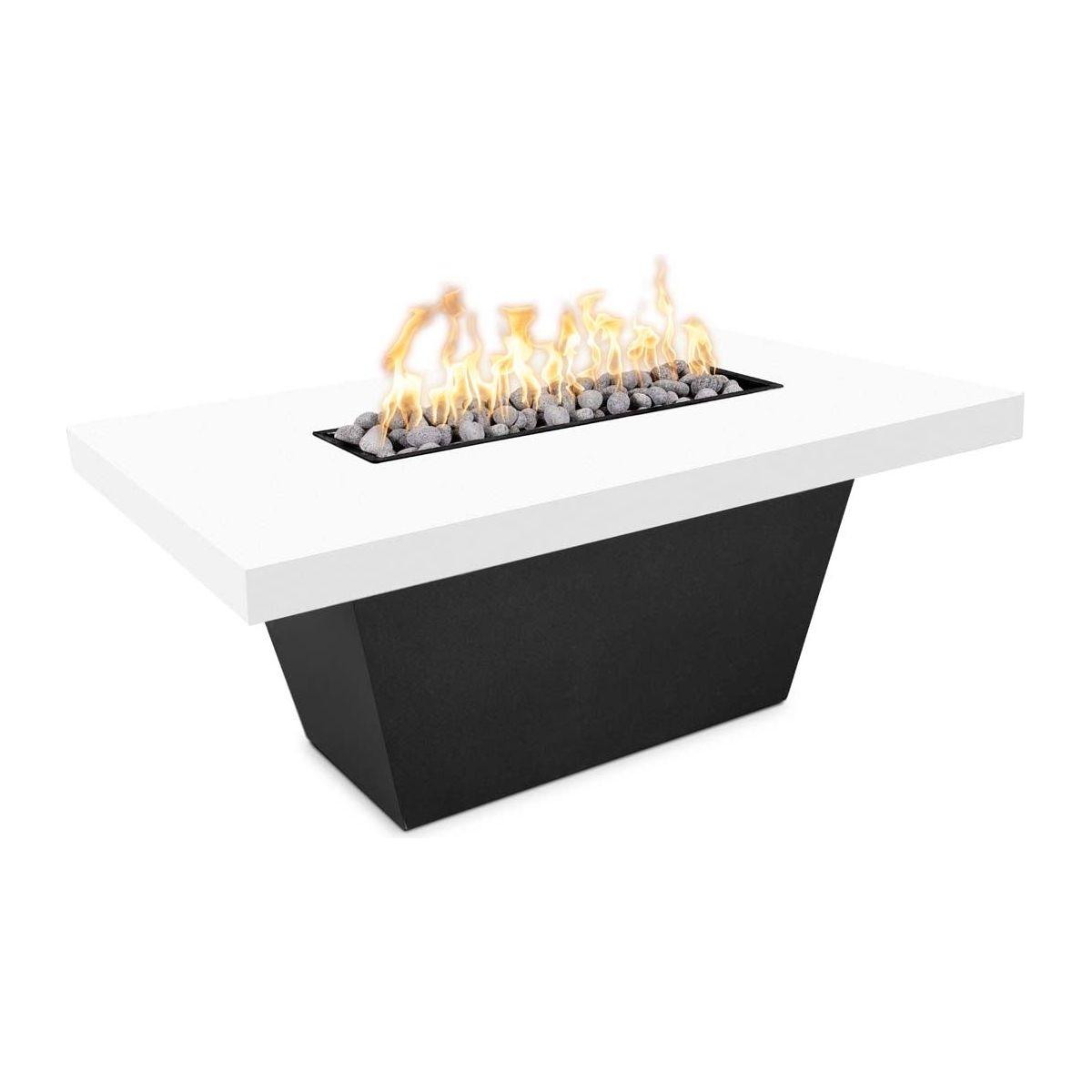 The Outdoor Plus Tacoma White Top & Black Base Powder Coated Metal Fire Table