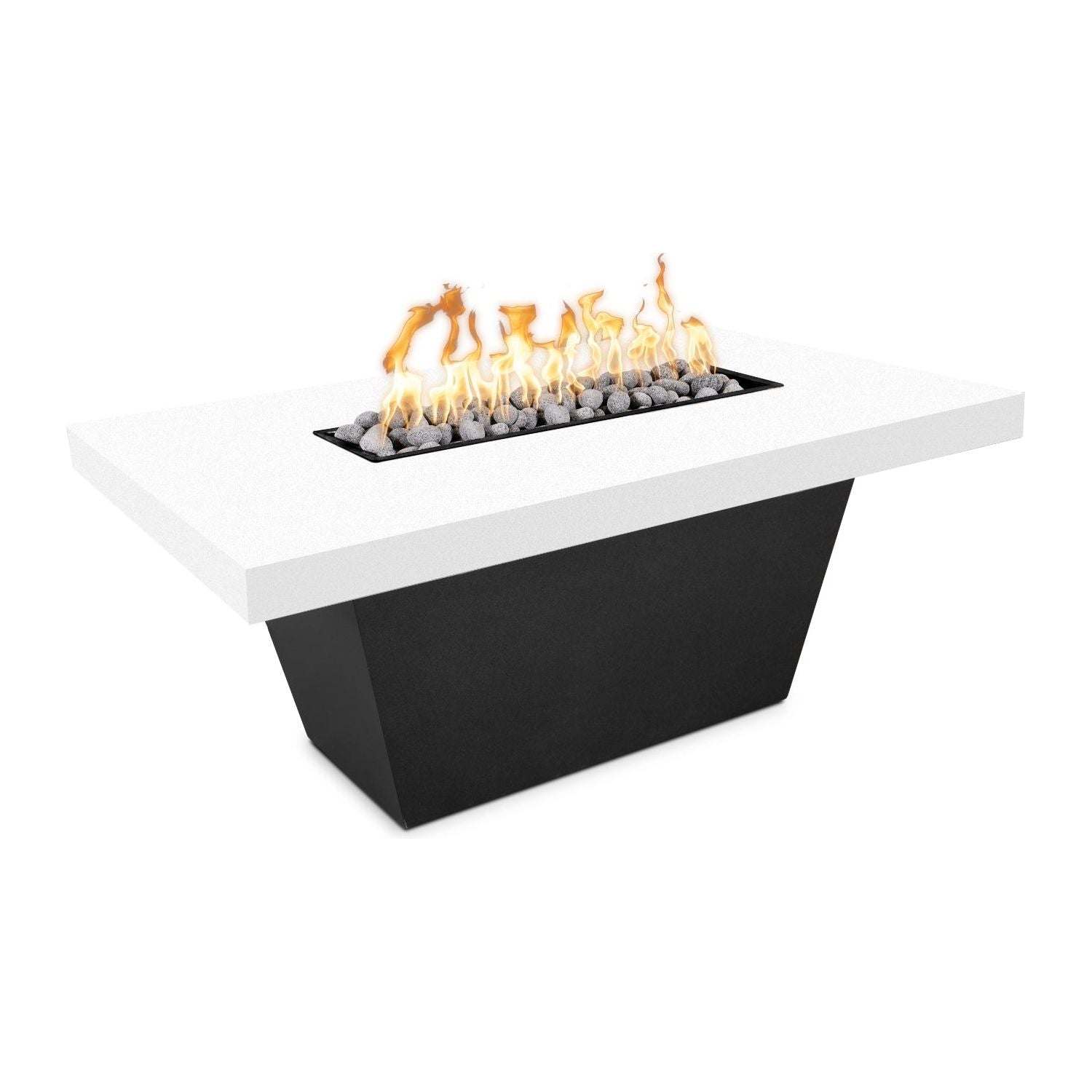 The Outdoor Plus Tacoma White Top & Black Base Powder Coated Metal Fire Table