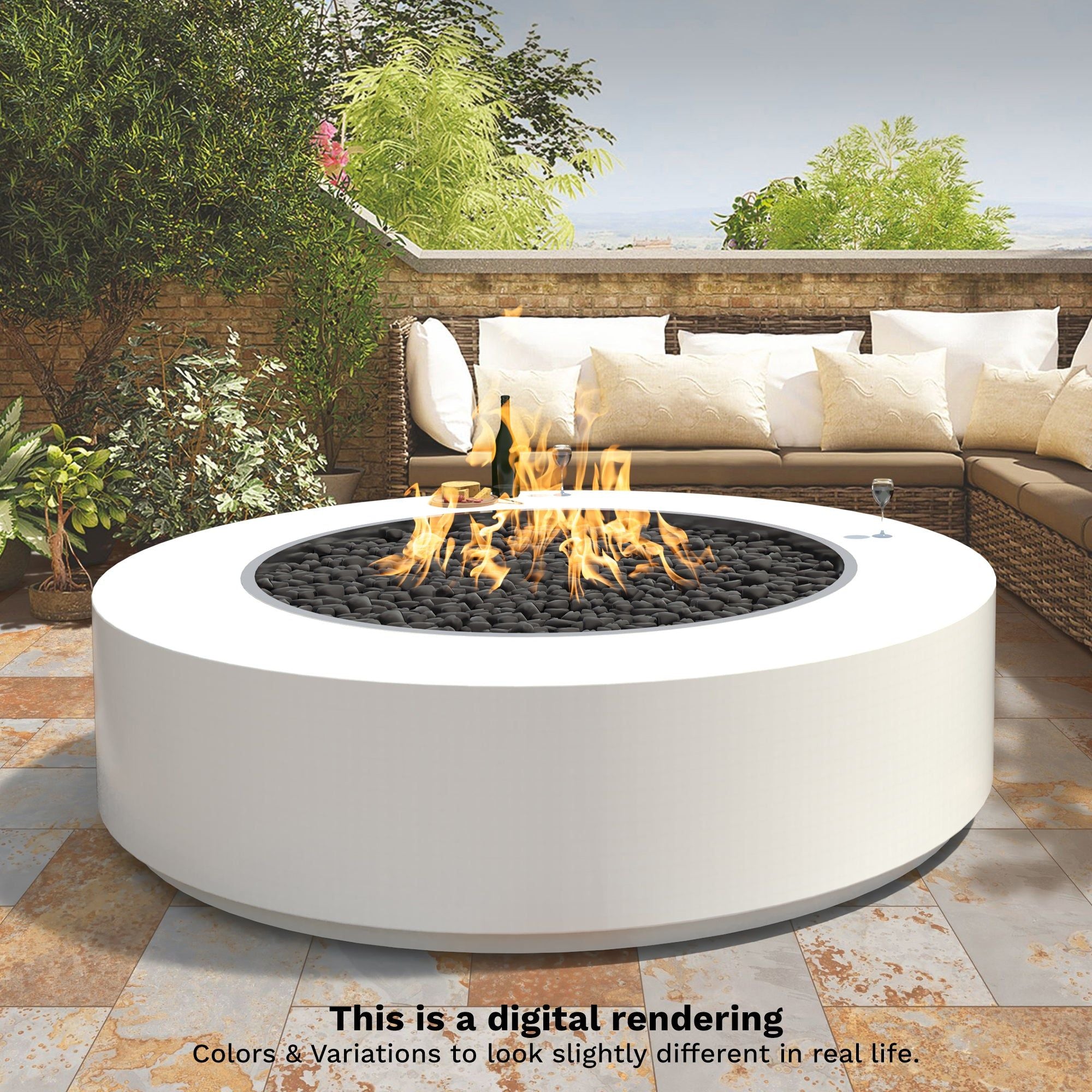 The Outdoor Plus Unity 24″ Tall Round Powder Coated Metal Fire Pit