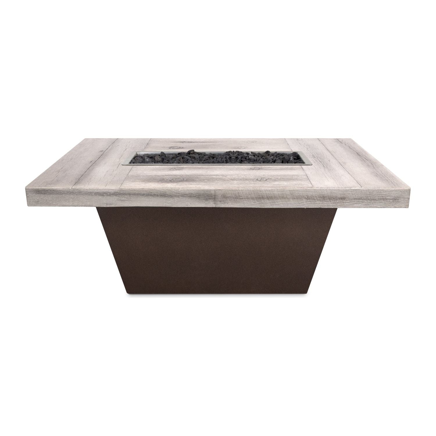 The Outdoor Plus Tacoma Wood Grain Concrete and Steel Fire Table