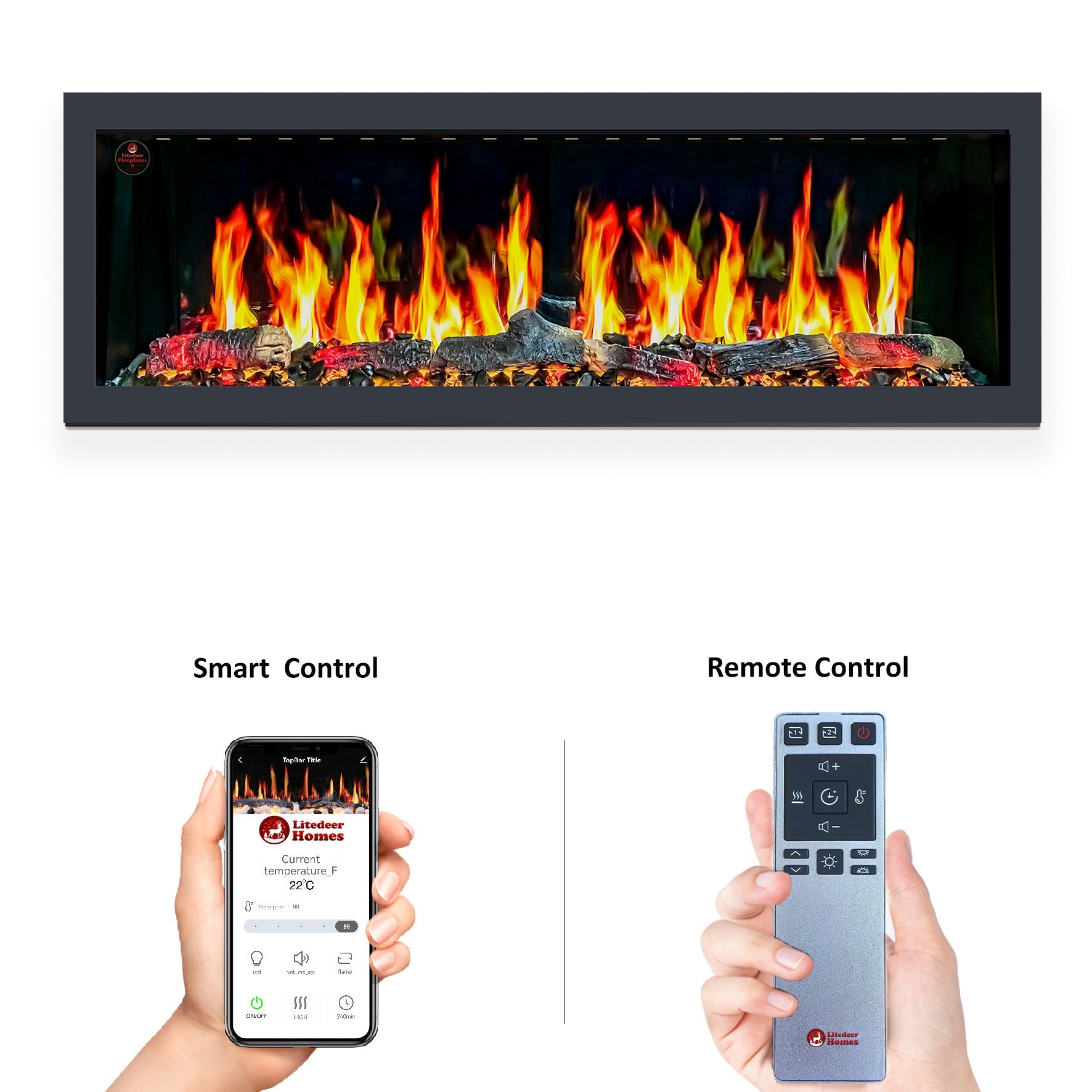 Litedeer Homes Latitude 55" Smart Built-In Electric Fireplace