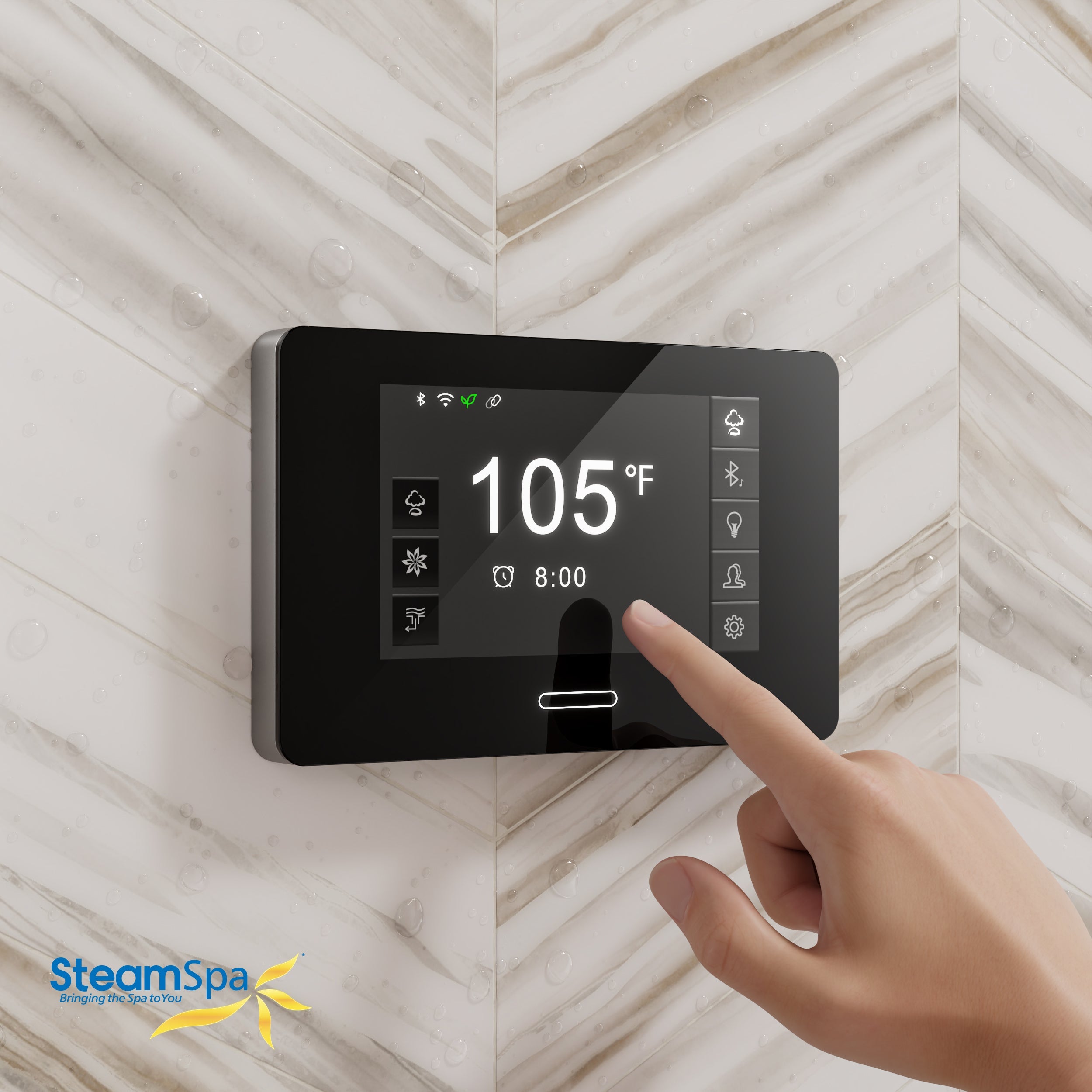 Black Series Steam Bath Generator Package with Advanced Touchscreen, Bluetooth Audio & Dual Aroma Pump