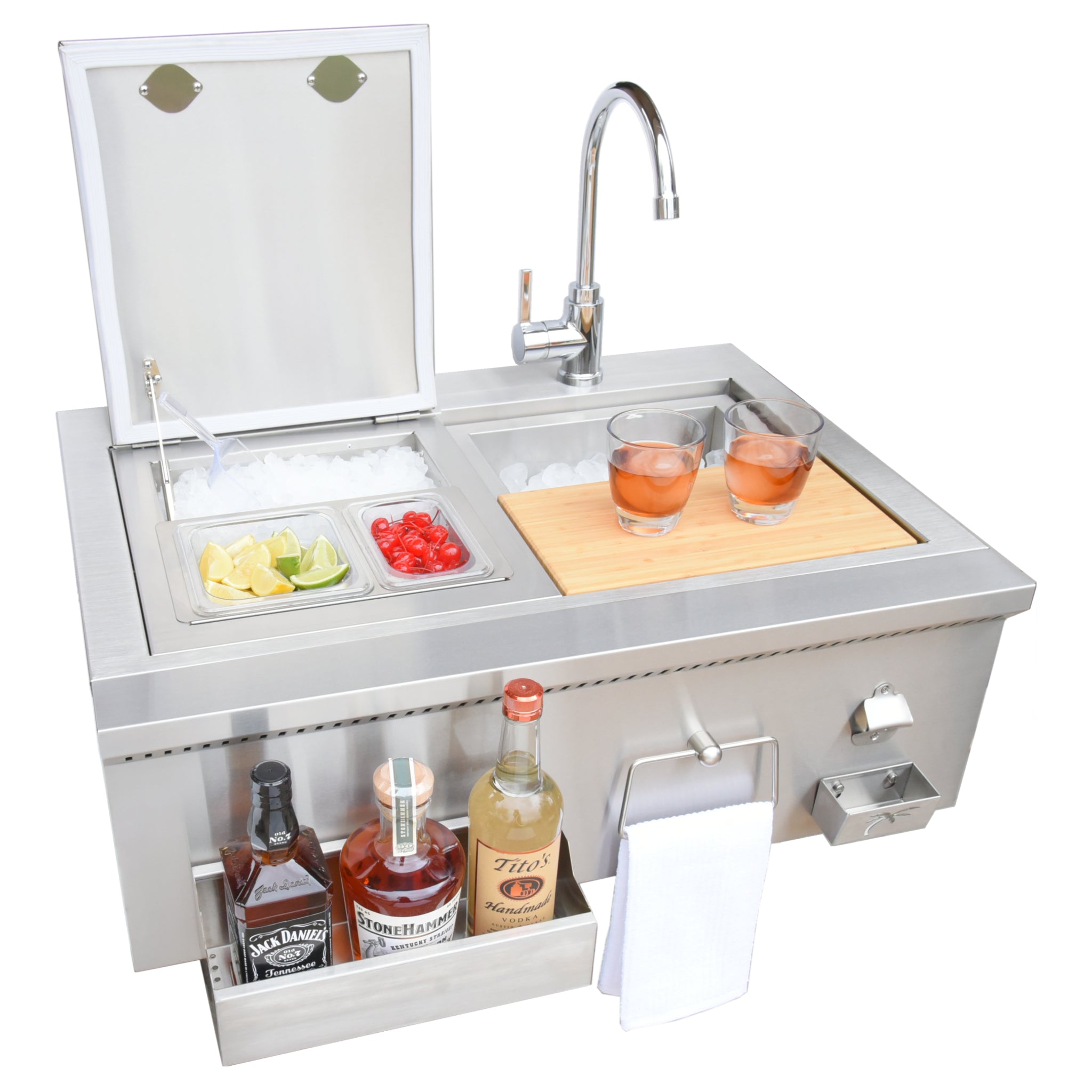 KoKoMo Grills 30" Built-In Bartender Cocktail Station With Sink, Bottle Opener & Ice Chest