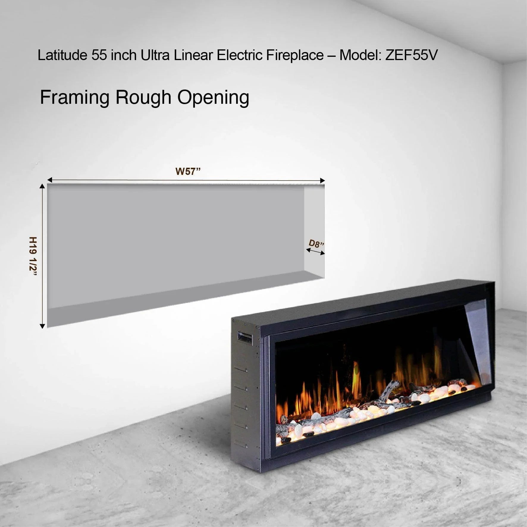 Litedeer Homes Latitude 55" Smart Built-In Electric Fireplace