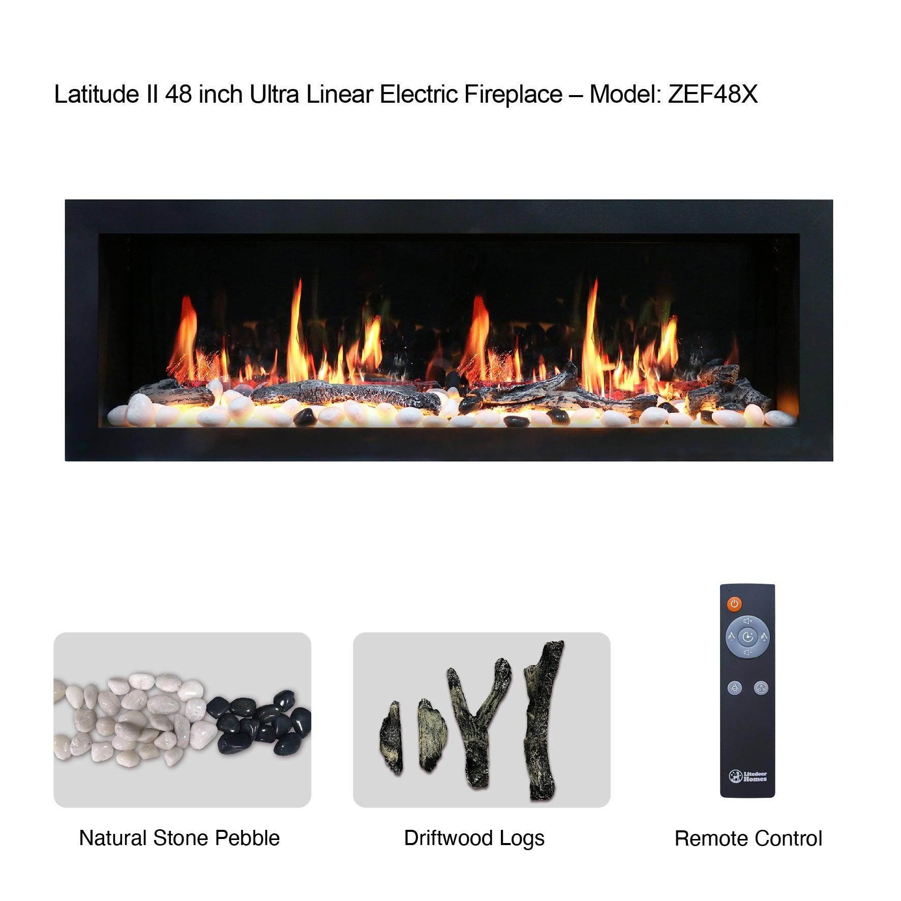 Litedeer Homes Latitude II Wall-Mounted Smart Electric Fireplace