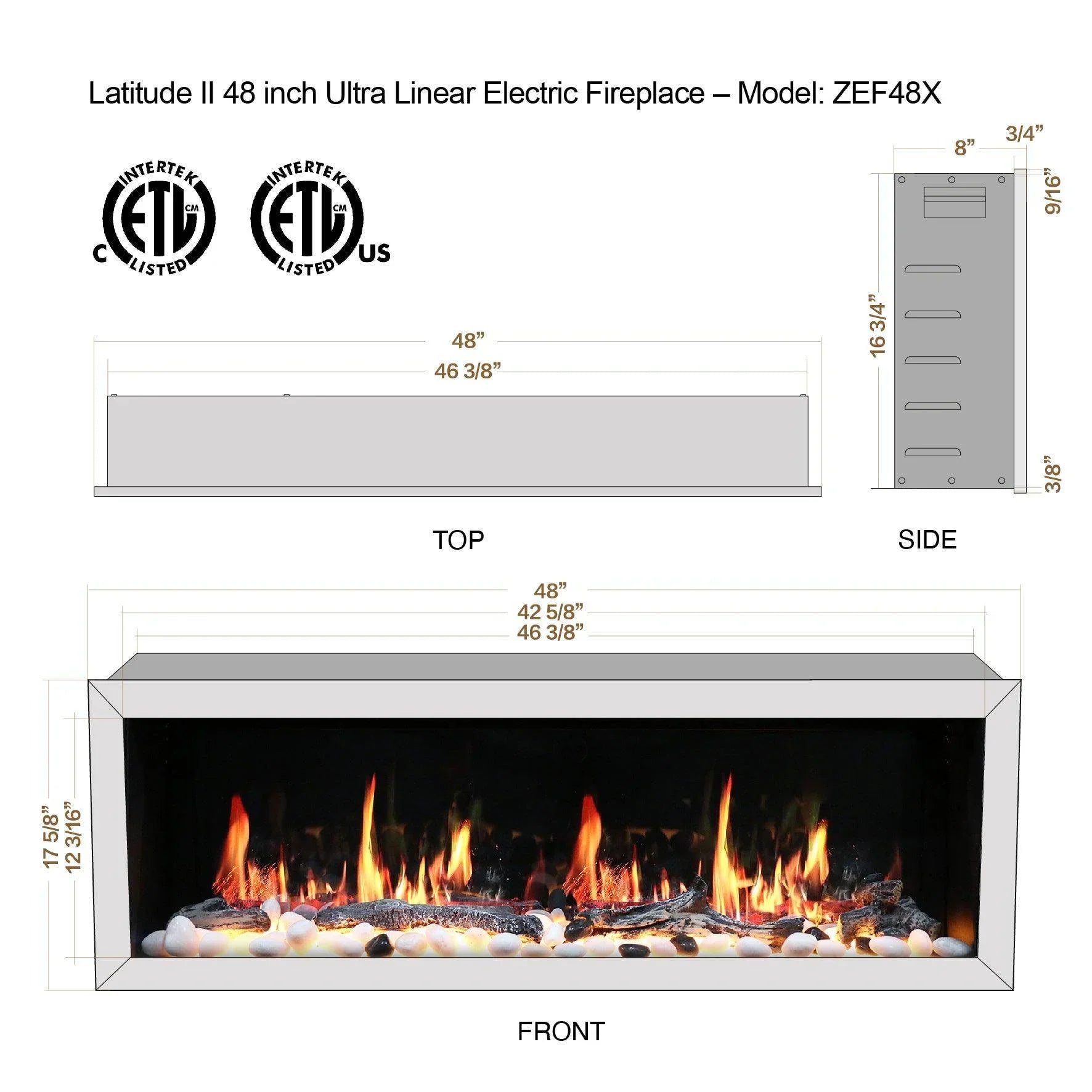 Litedeer Homes Latitude II Wall-Mounted Smart Electric Fireplace