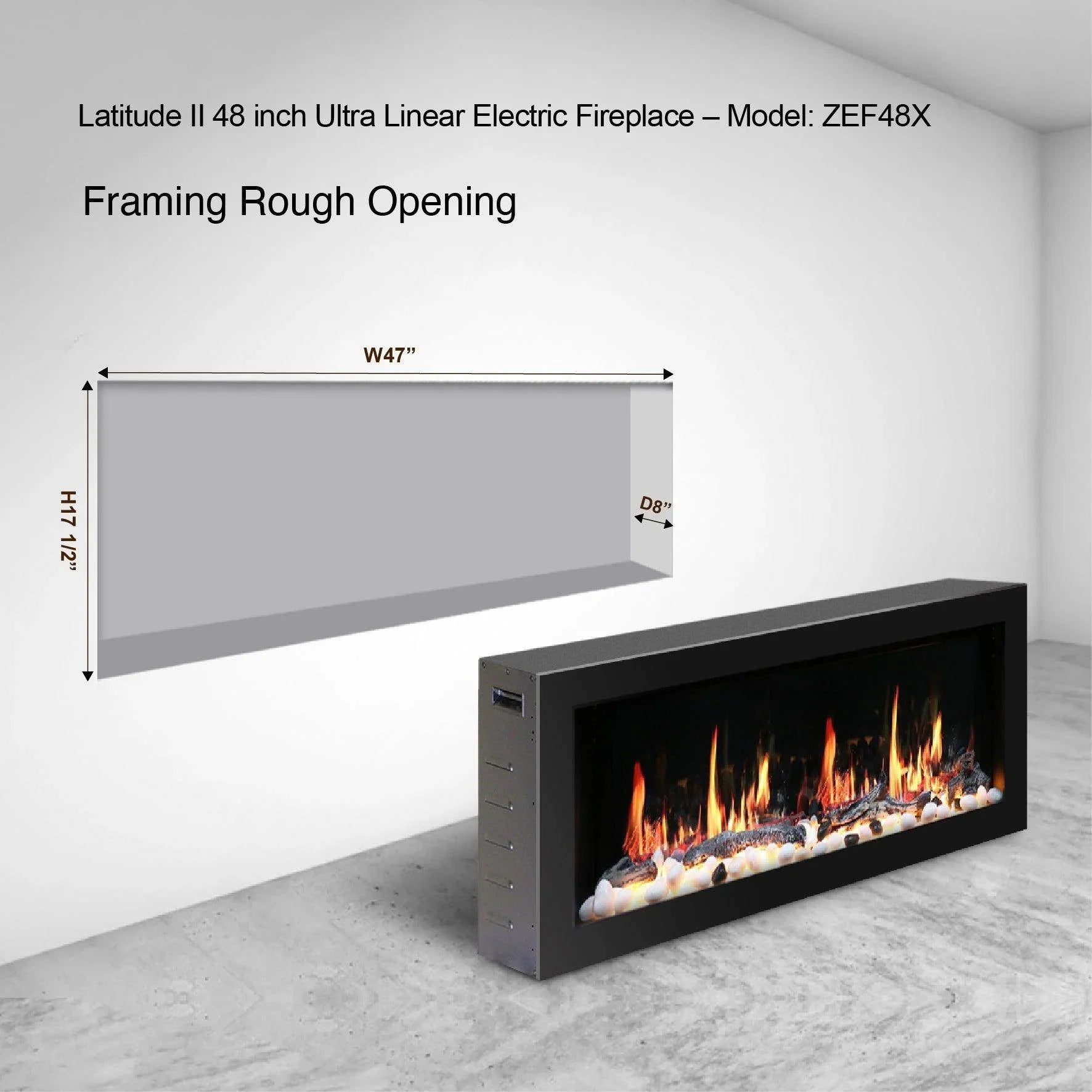 Litedeer Homes Latitude II Wall-Mounted Smart Electric Fireplace
