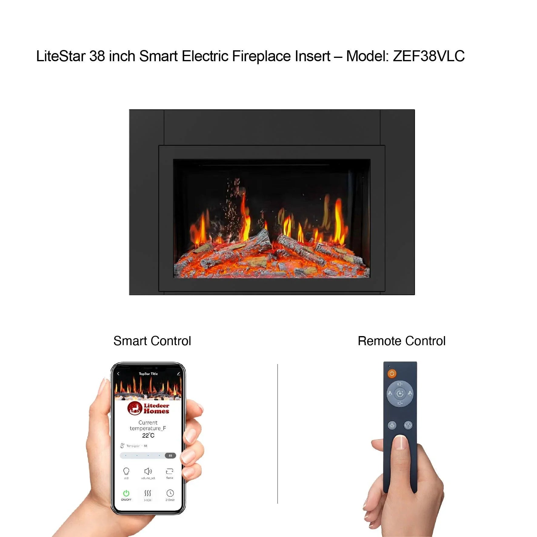 Litedeer Homes LiteStar Smart Electric Fireplace Insert (Original)