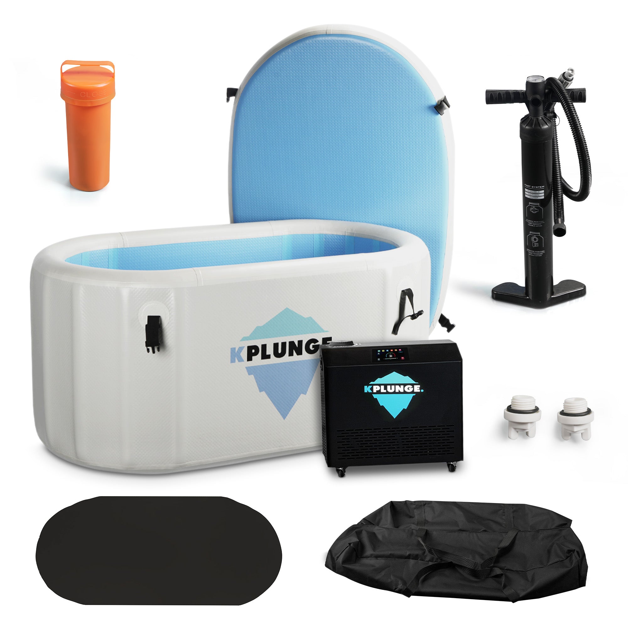 Kodiak 1-Person Inflatable Cold Plunge Ice Bath Tub/Hot Tub with PVC Insulated Lid, Hand Pump, and Repair Kit in Gray