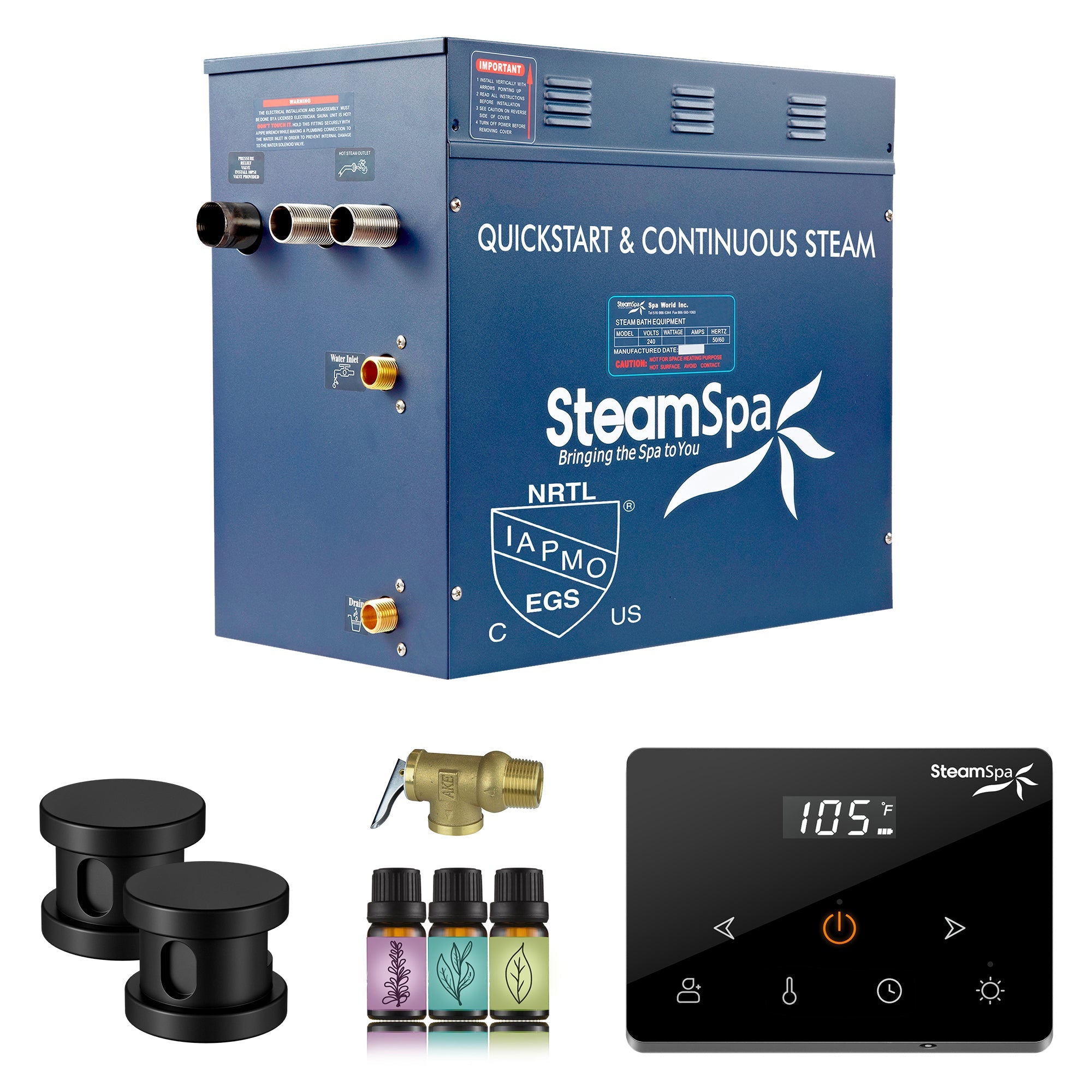 Oasis Series Steam Bath Generator with Wireless Control, QuickStart Technology, and Continuous Steam Output