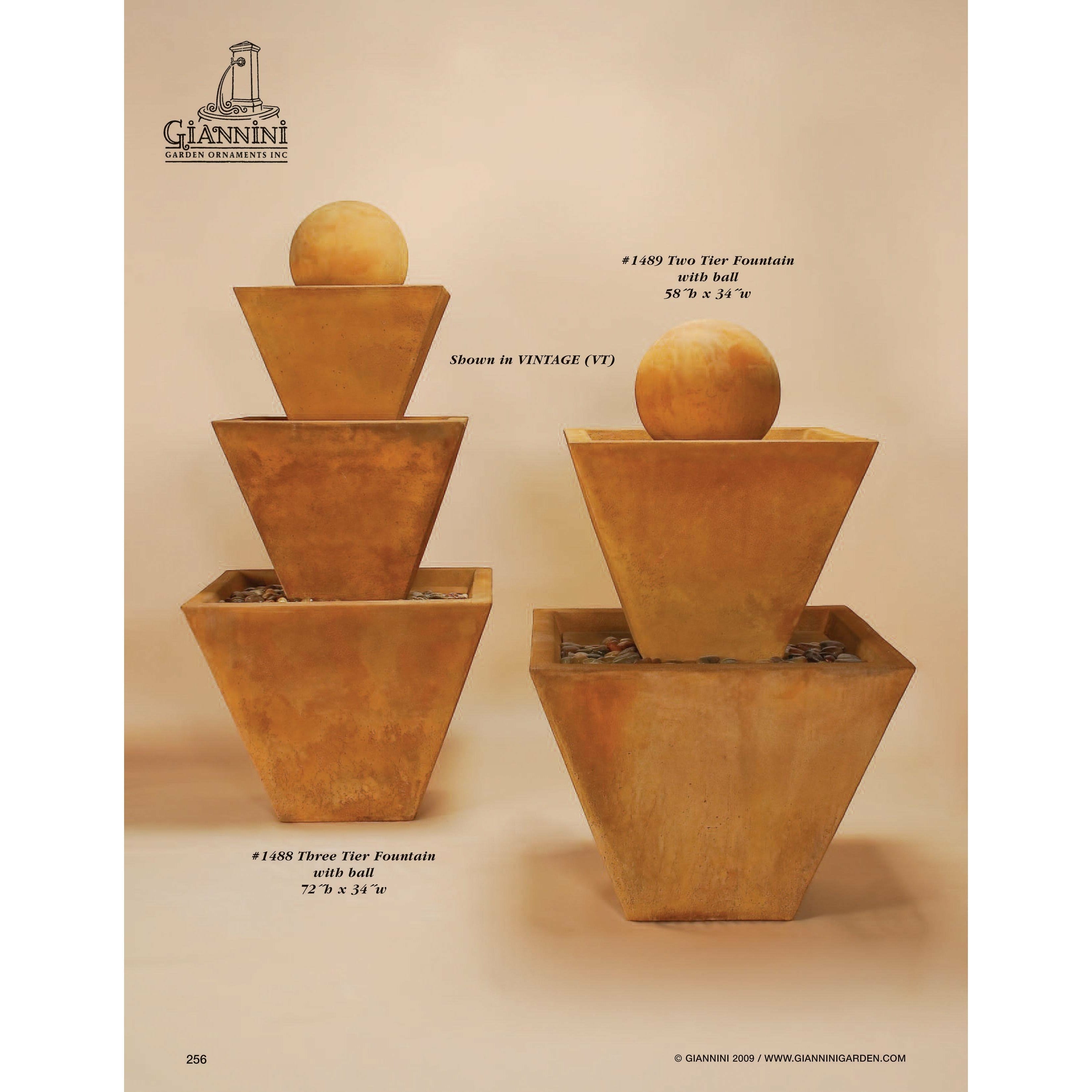 Giannini Garden Tiered Concrete Garden Fountain with Ball - 1488 & 1489