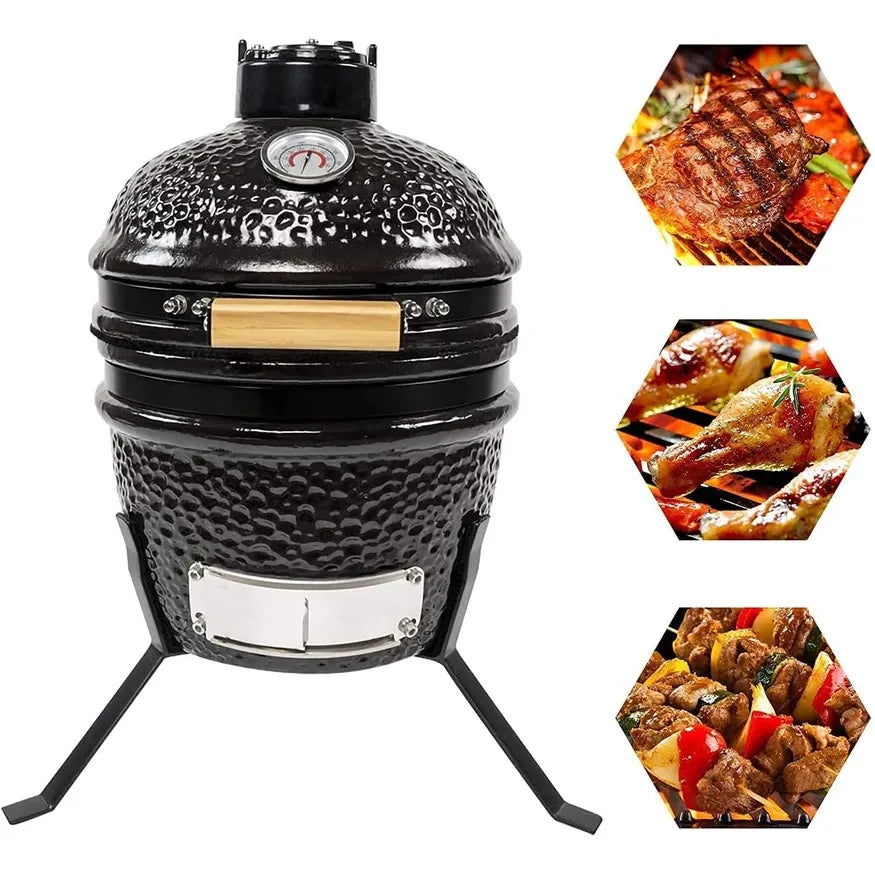 KoKoMo Grills 21" Ceramic Kamado BBQ Grill with Stand and Shelves