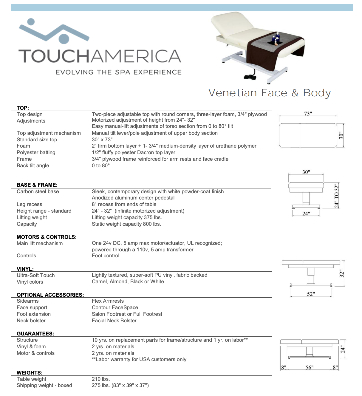TouchAmerica VenetianSpa Table