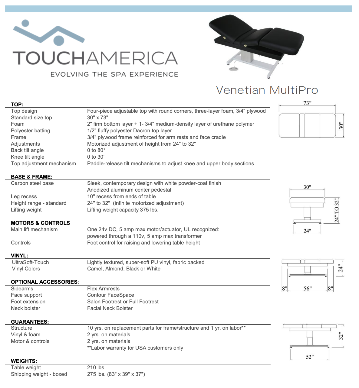 TouchAmerica VenetianSpa Table