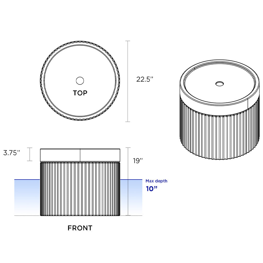 Tenjam Ripple Wide Table with Optional Umbrella Hole