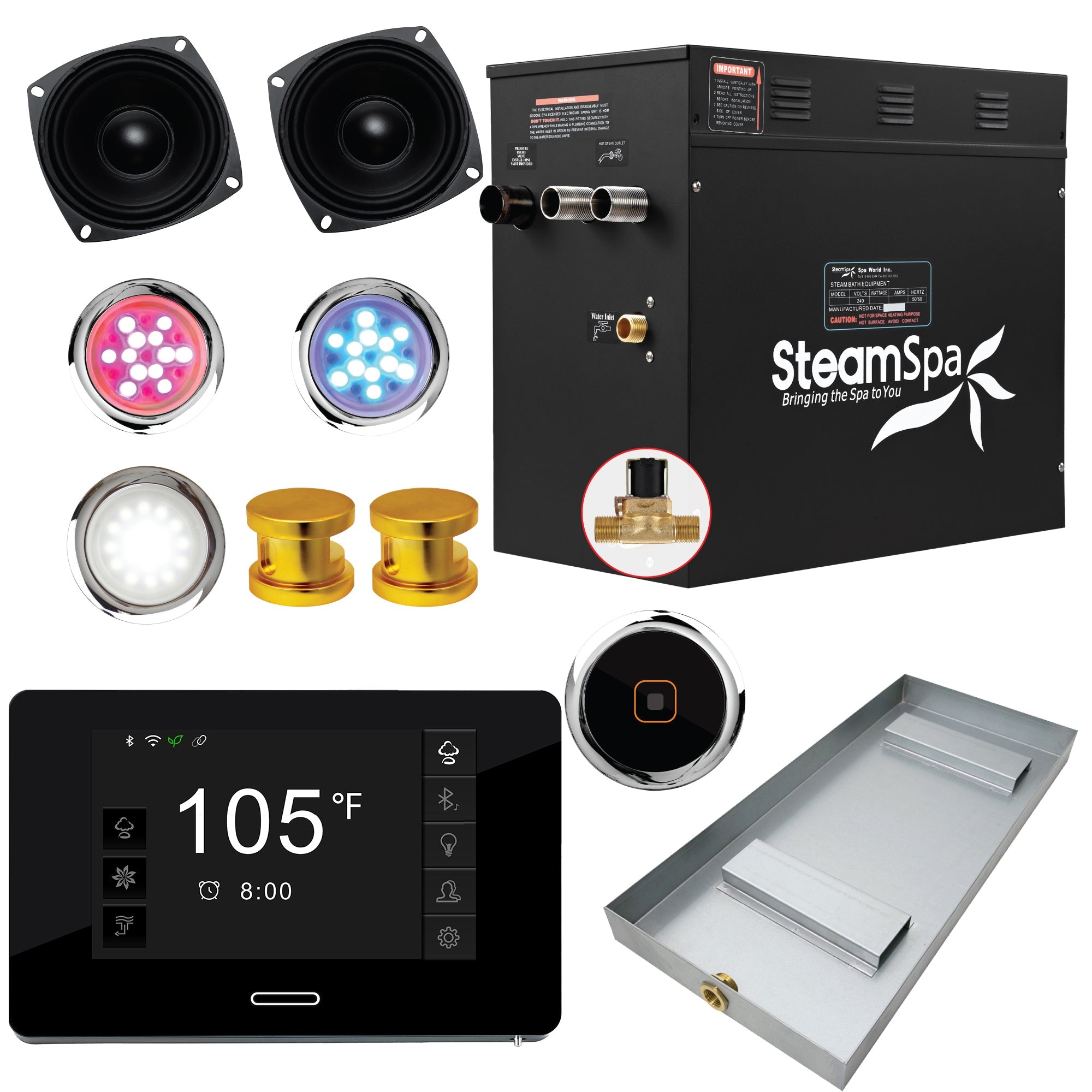 Black Series Steam Bath Generator with WiFi, Bluetooth Audio & Auto Drain