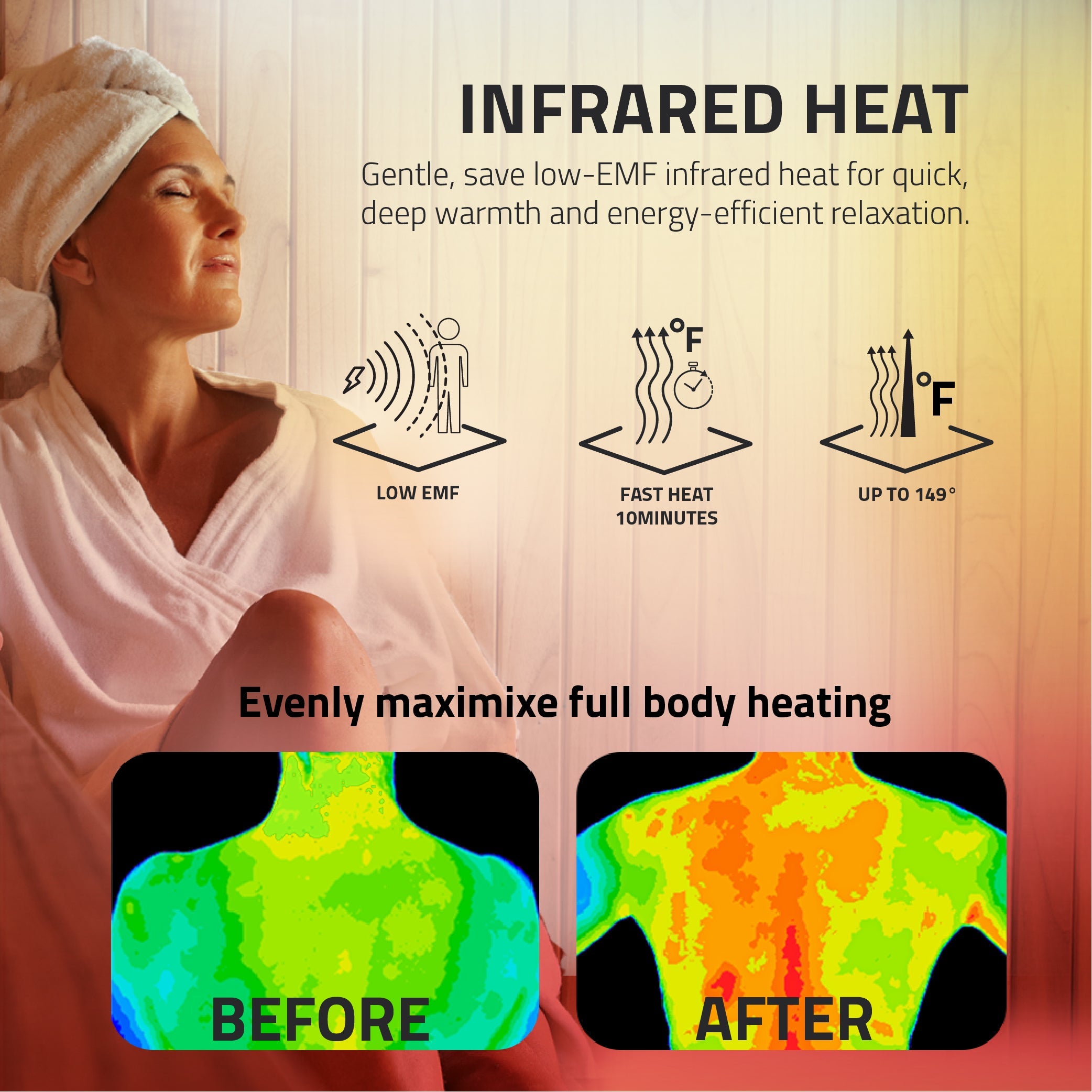 Maldives 3- Person Indoor Hemlock Wooden Carbon FAR Infrared Home Sauna Room with LED Touch Control Panel and Heater