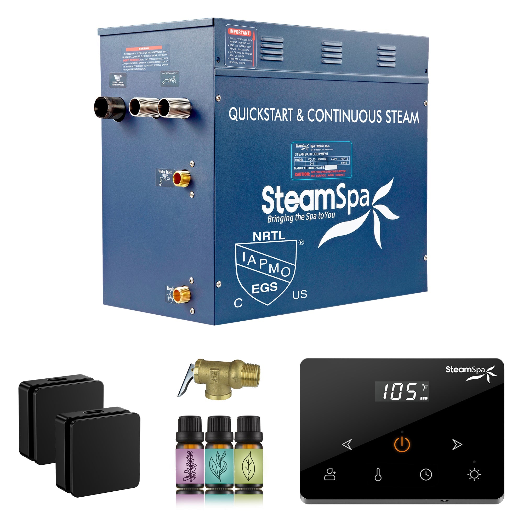 Oasis Series Steam Bath Generator with Wireless Control, QuickStart Technology, and Continuous Steam Output