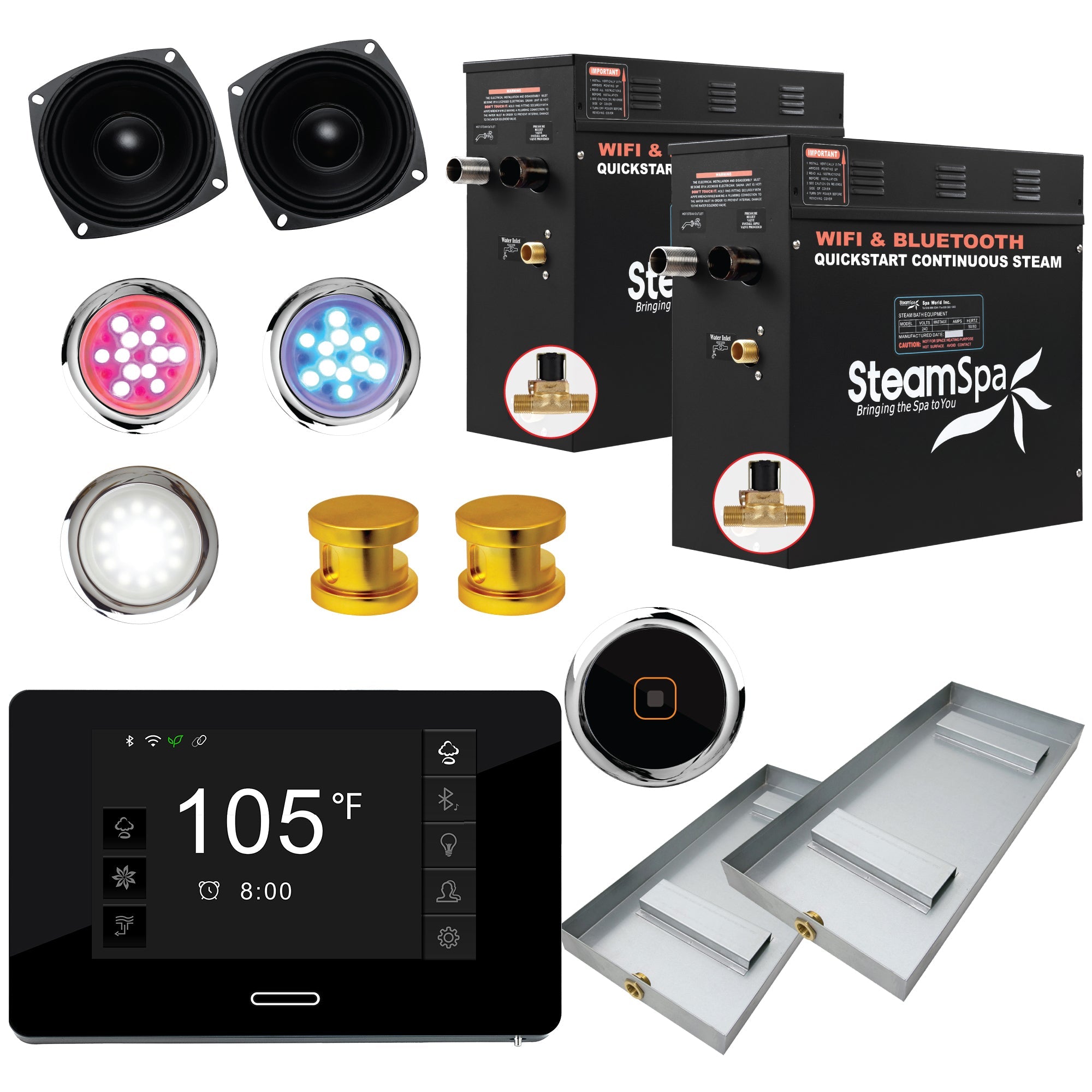Black Series Steam Bath Generator with WiFi, Bluetooth Audio & Auto Drain