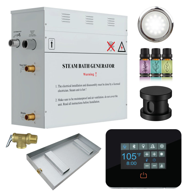 Contractors Series Steam Bath Generator with Quickstart, Digital Touchpad, Auto-Drain, and Aroma Steamhead