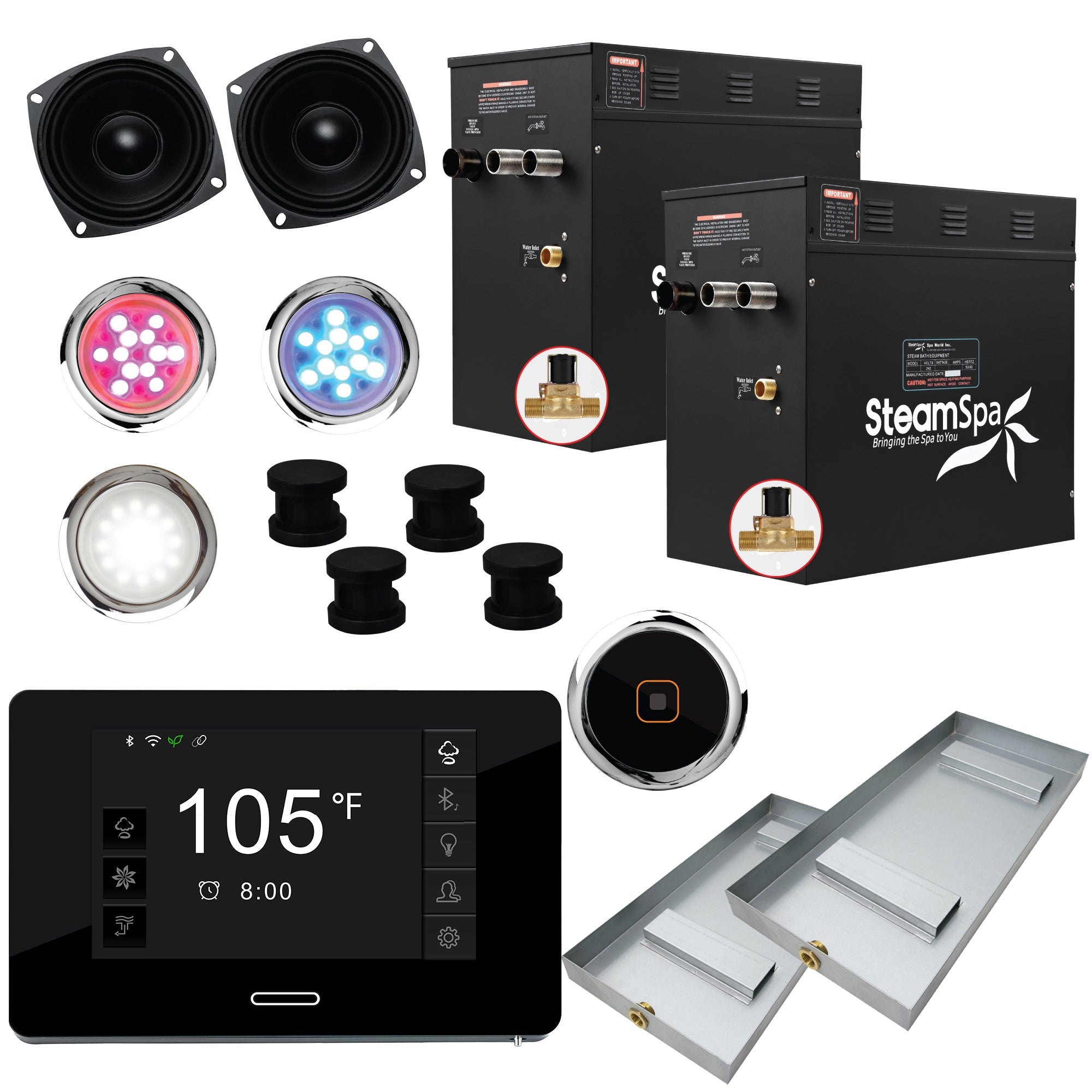 Black Series Steam Bath Generator with WiFi, Bluetooth Audio & Auto Drain