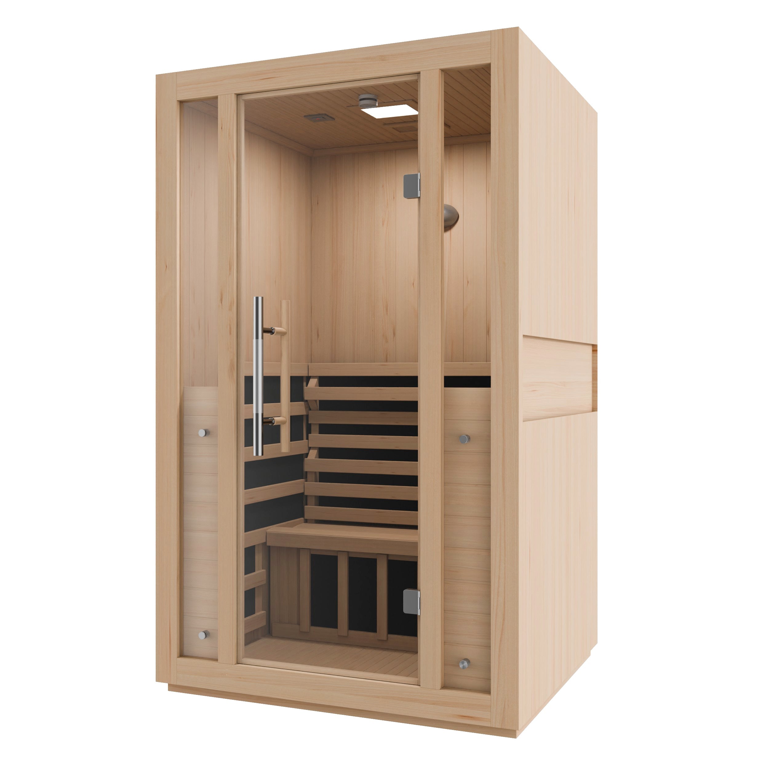 Fiji 2-Person Carbon FAR Infrared Hemlock Wooden Indoor Home Sauna Room with LED Touch Control Panel