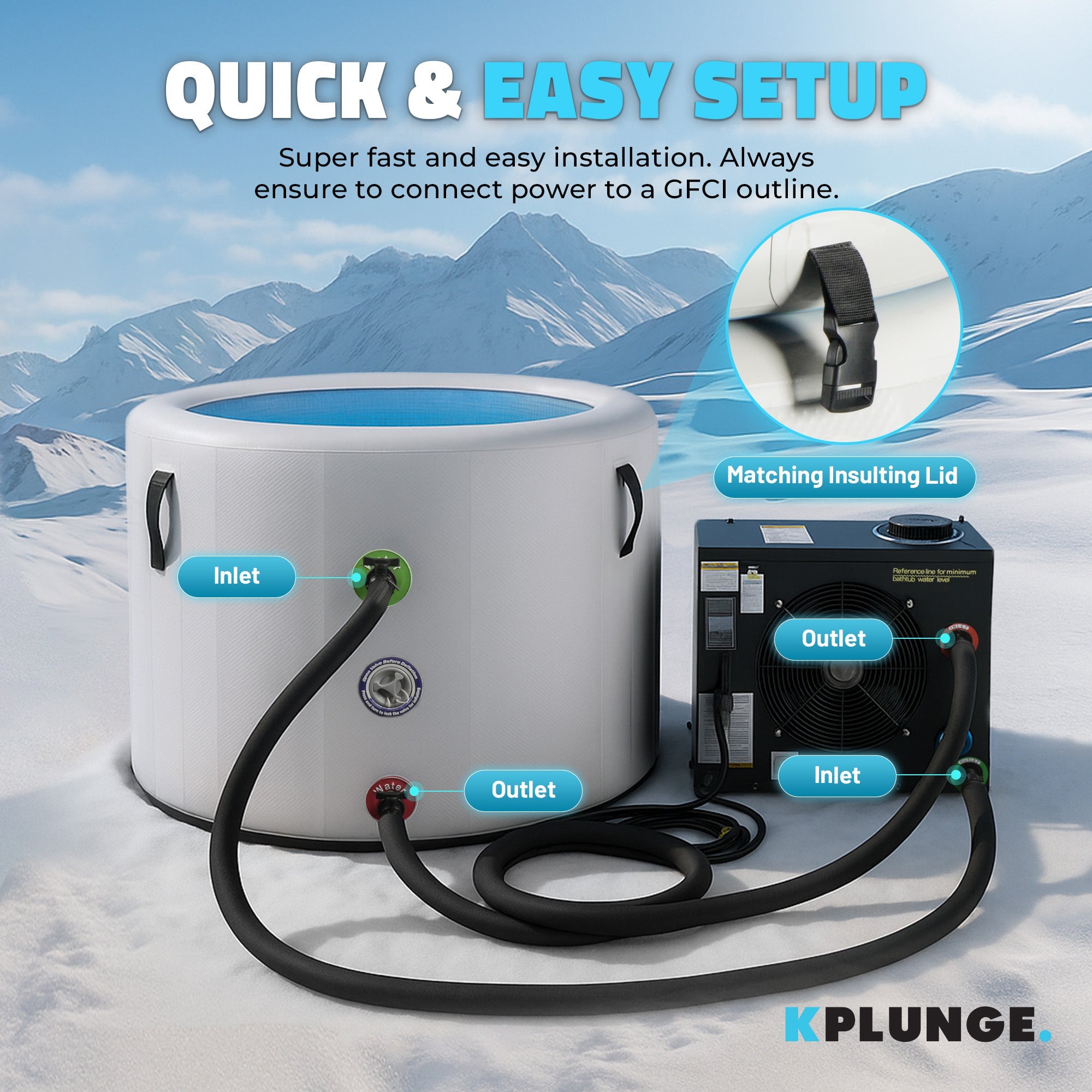 Arctic Fox 1-Person Inflatable Cold Plunge Ice Bath Tub/Hot Tub with PVC Insulated Lid, Pump, and Repair Kit in Gray