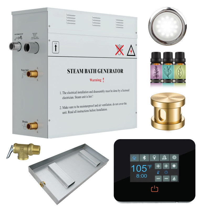 Contractors Series Steam Bath Generator with Quickstart, Digital Touchpad, Auto-Drain, and Aroma Steamhead