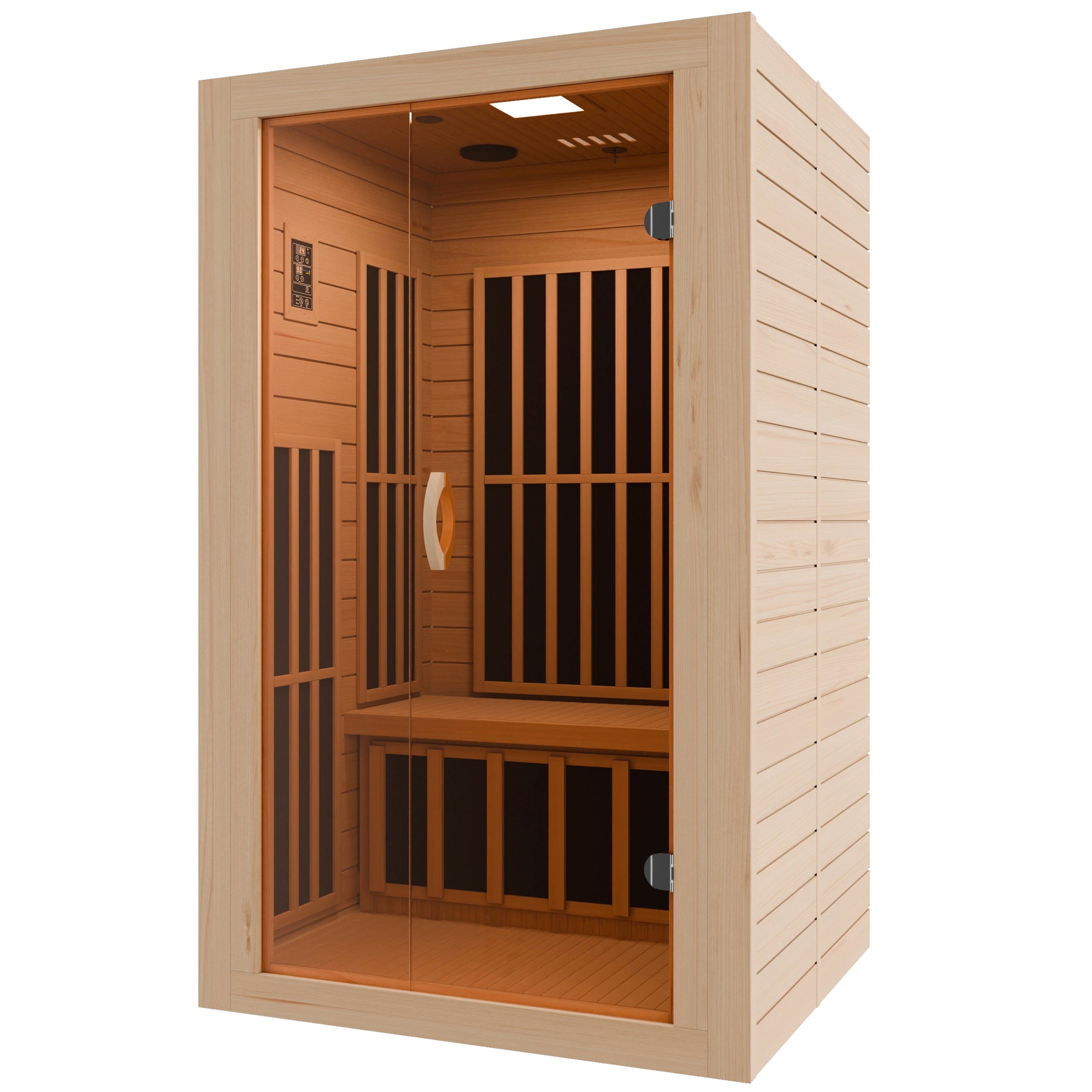 Viti 2- Person Indoor Hemlock Wooden Carbon FAR Infrared Home Sauna Room with LED Touch Control Panel and Heater