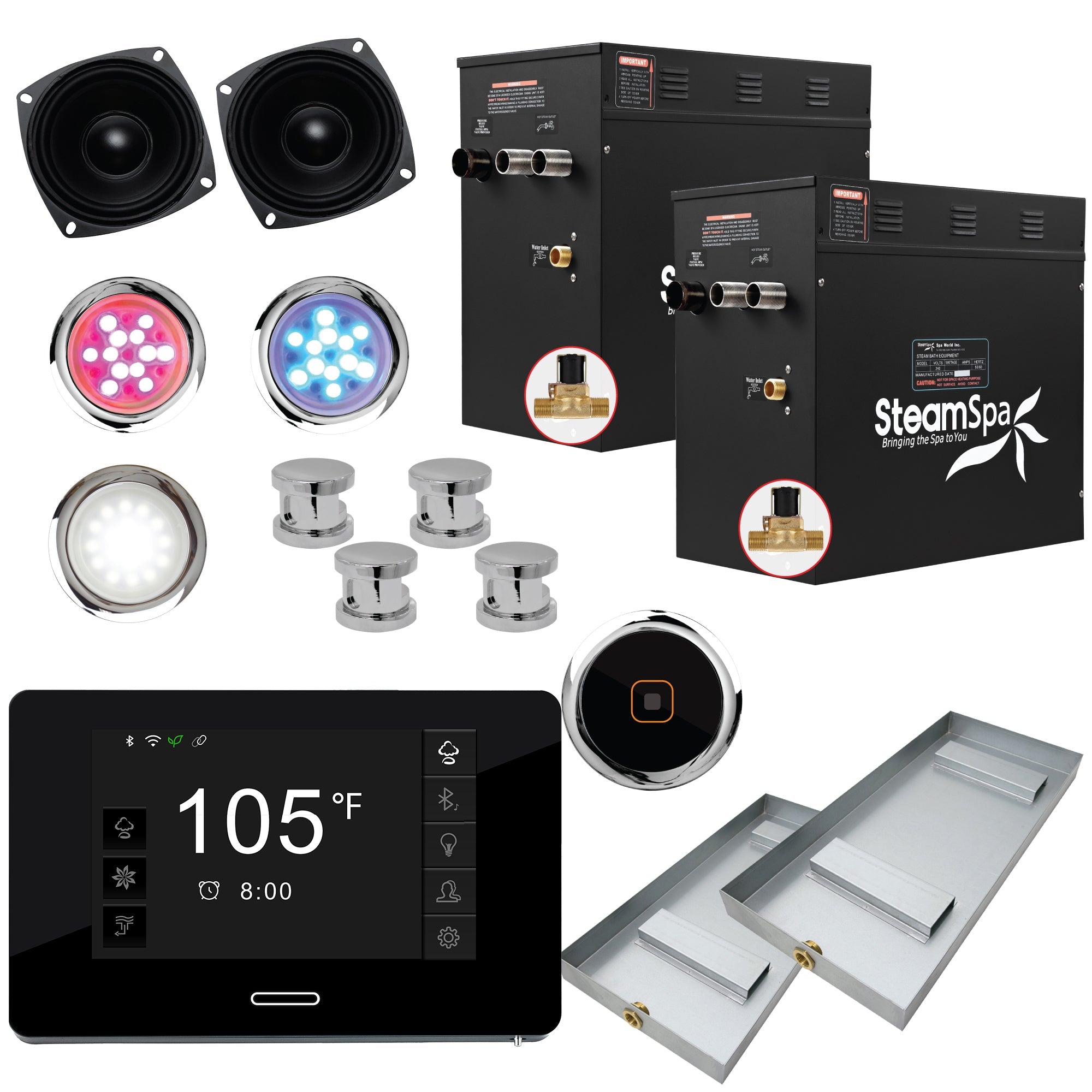 Black Series Steam Bath Generator with WiFi, Bluetooth Audio & Auto Drain