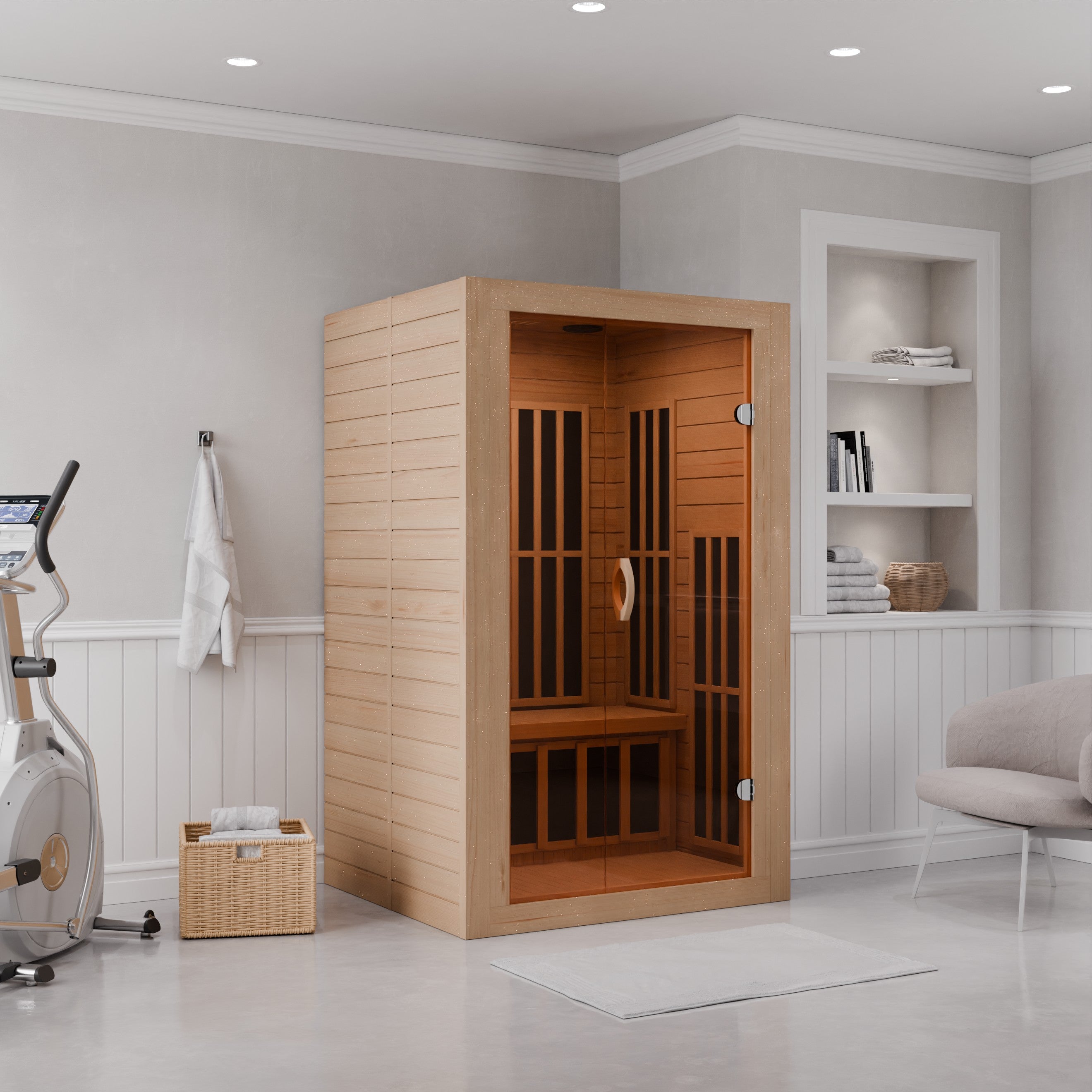 Viti 2- Person Indoor Hemlock Wooden Carbon FAR Infrared Home Sauna Room with LED Touch Control Panel and Heater