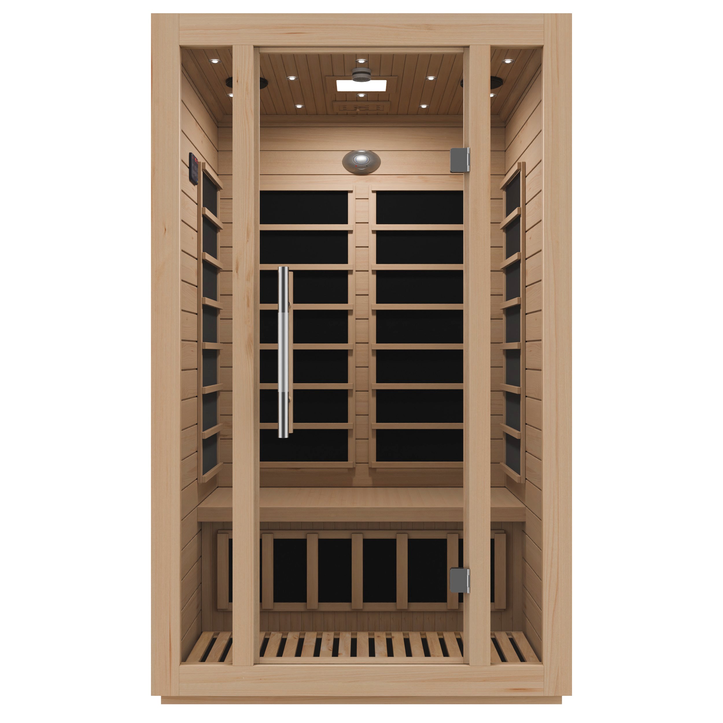 Maldives 2-Person Indoor Hemlock Wooden Low EMF Carbon FAR Infrared Home Sauna Room with LED Touch Control Panel