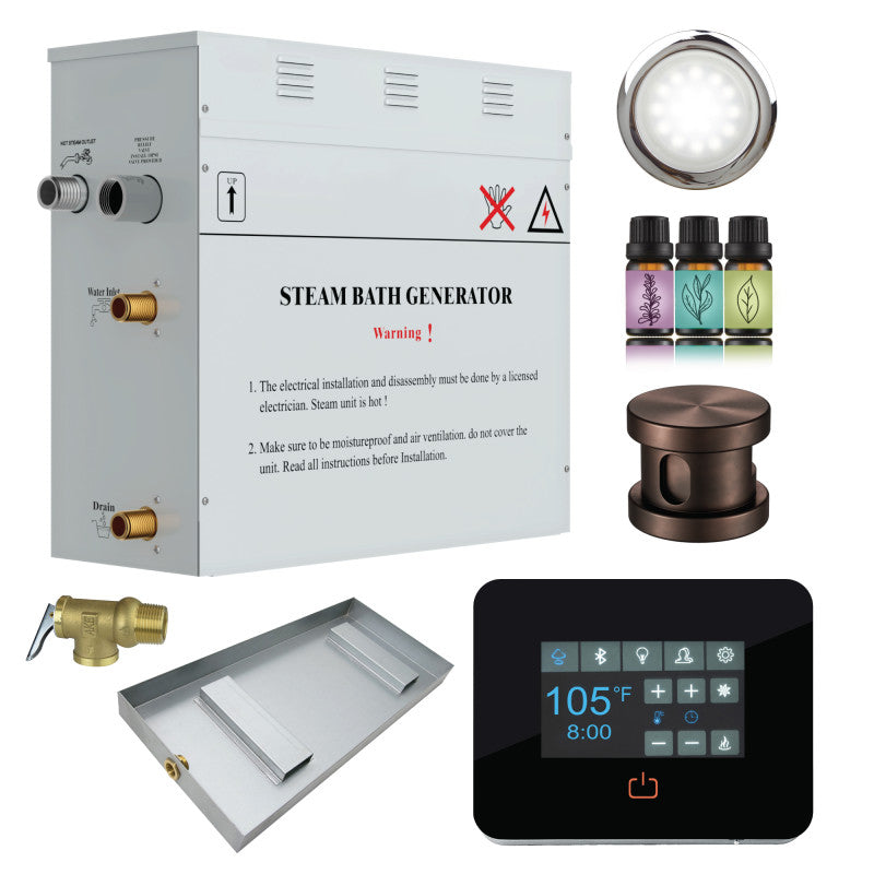 Contractors Series Steam Bath Generator with Quickstart, Digital Touchpad, Auto-Drain, and Aroma Steamhead