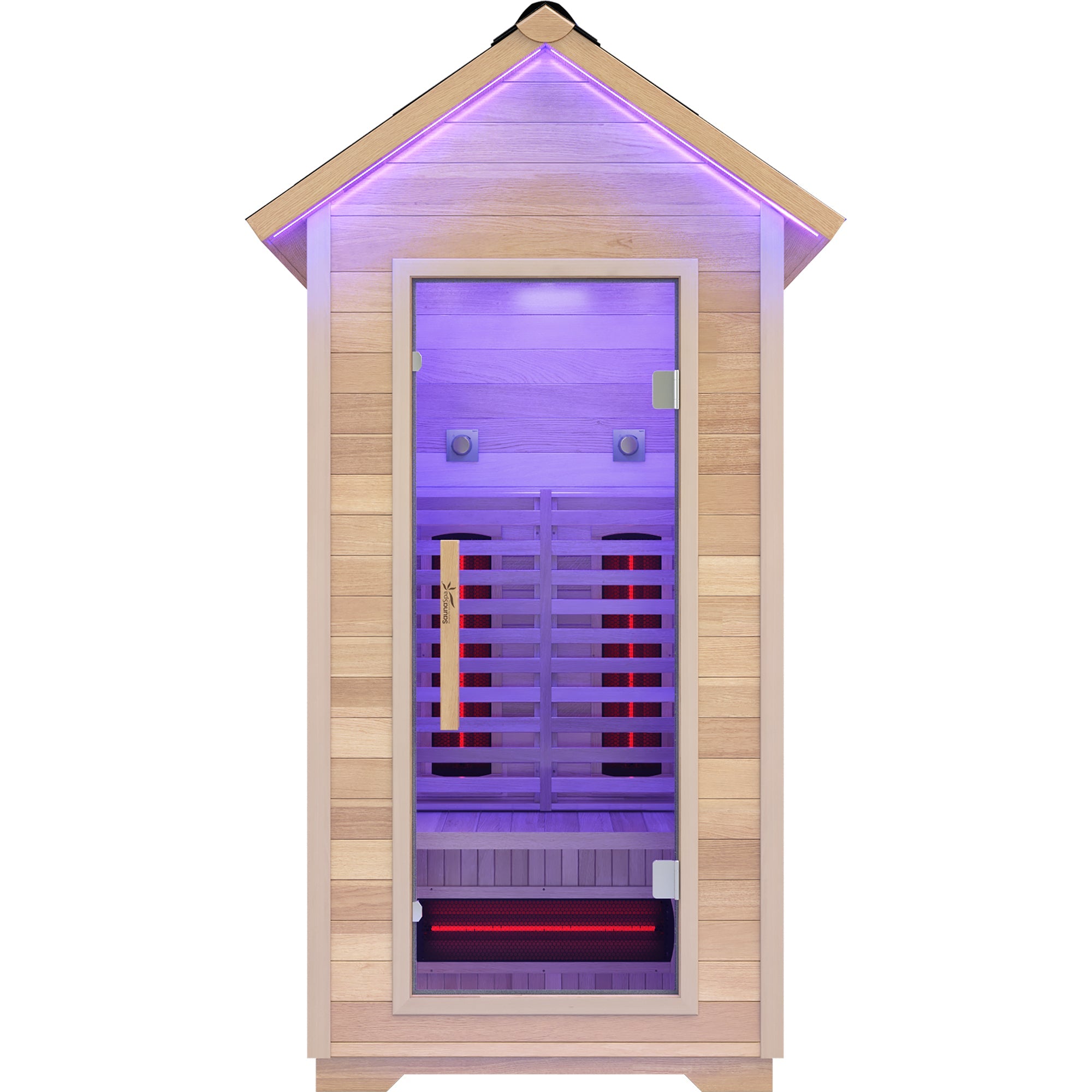 2-Person Outdoor Cabin Sauna in Red Cedar and Hemlock with Far Infrared, Starry Night Lights, and Touch Pad Controller
