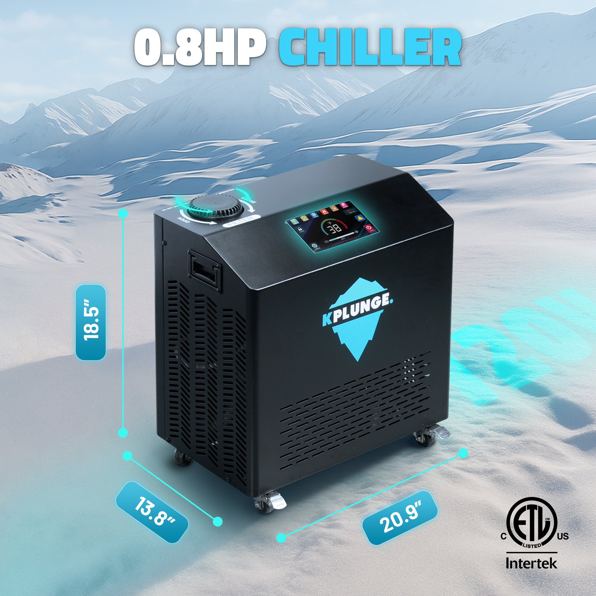 Gale Cold Plunge Chiller and Heater in Black with Cooling and Heating, WiFi App Control, and Filter