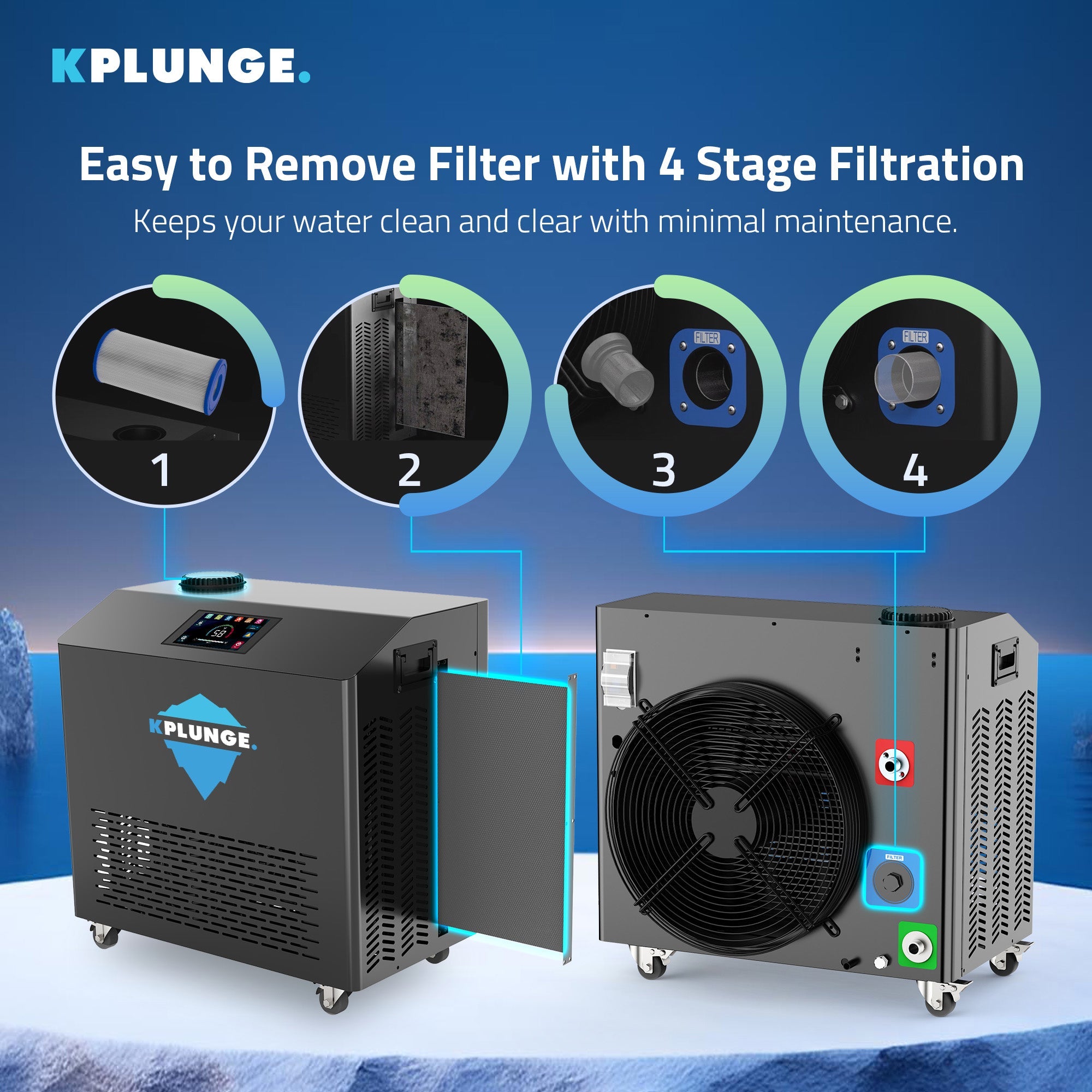 Gale Cold Plunge Chiller and Heater in Black with Cooling and Heating, WiFi App Control, and Filter