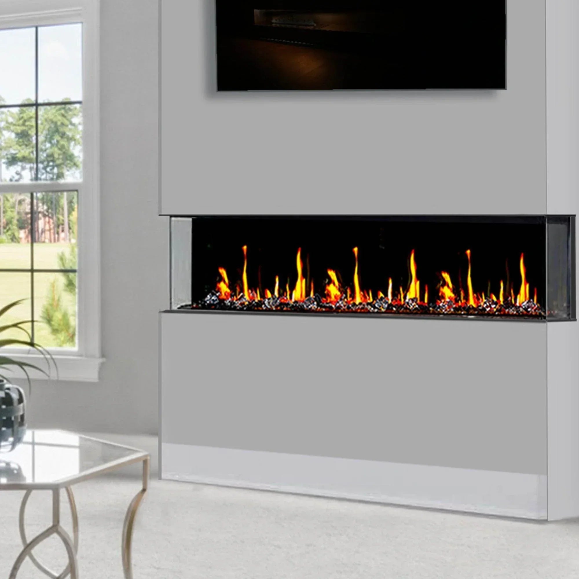Litedeer Homes Warmcastle 50-inch 3-Sided Smart Electric Fireplace