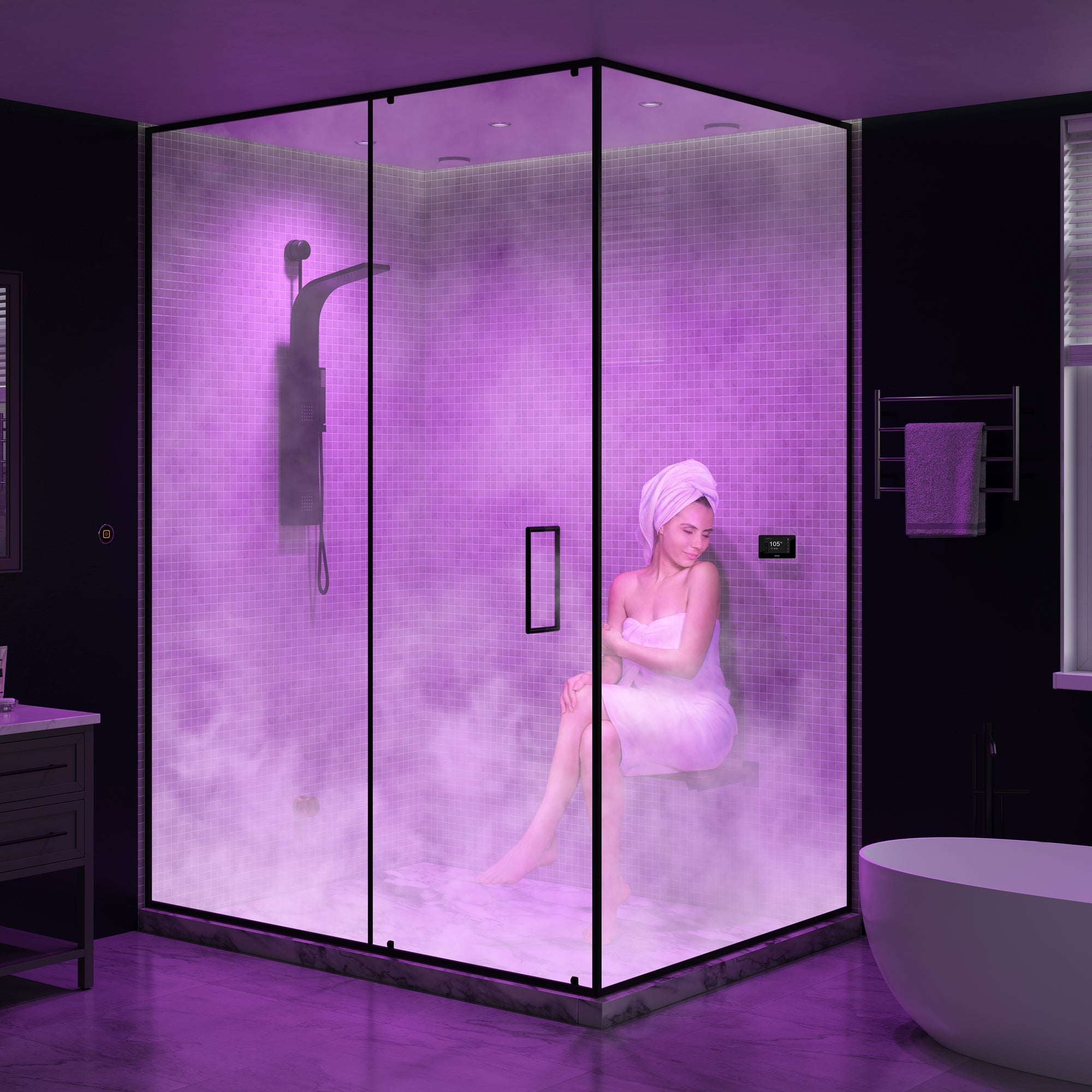Black Series Steam Bath Generator Package with Advanced Touchscreen, Bluetooth Audio & Dual Aroma Pump