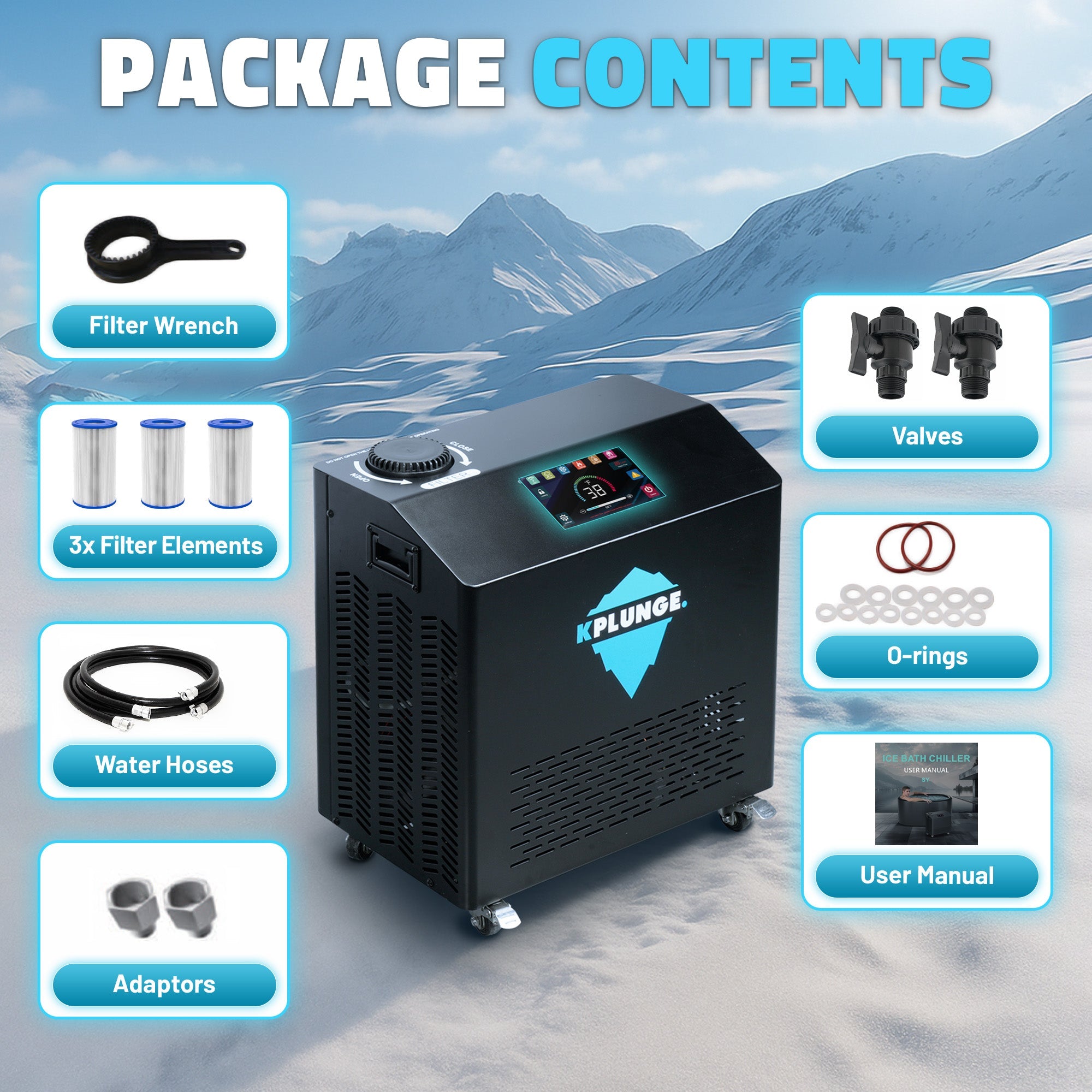 Gale Cold Plunge Chiller and Heater in Black with Cooling and Heating, WiFi App Control, and Filter