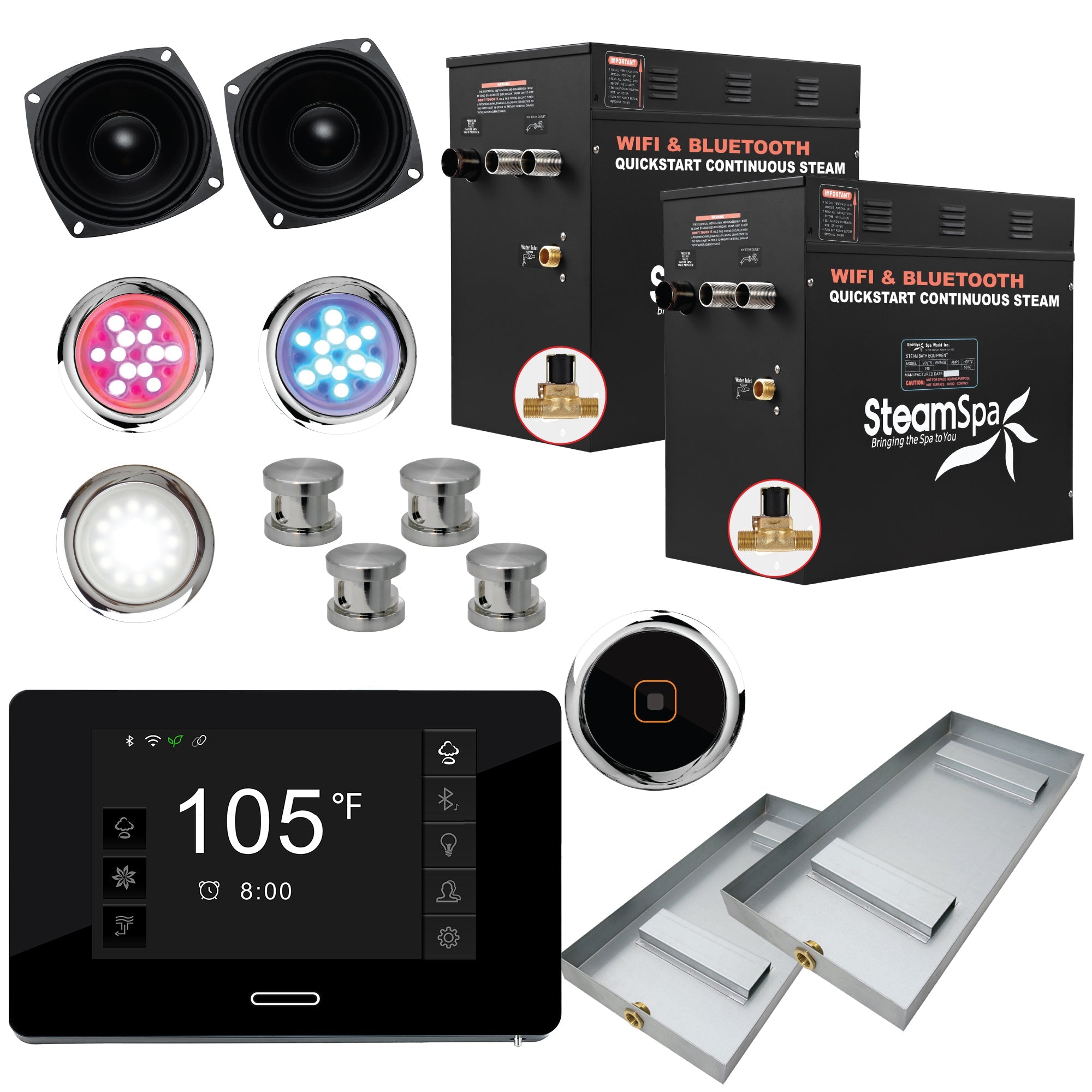 Black Series Steam Bath Generator with WiFi, Bluetooth Audio & Auto Drain