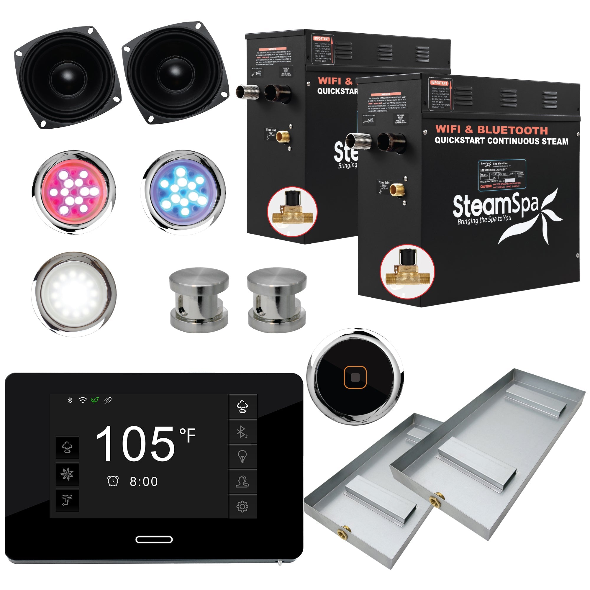 Black Series Steam Bath Generator with WiFi, Bluetooth Audio & Auto Drain