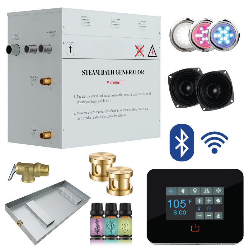 PRO Series Steam Bath Generator with Bluetooth, WiFi, QuickStart, Auto-Drain, and Chroma Lighting